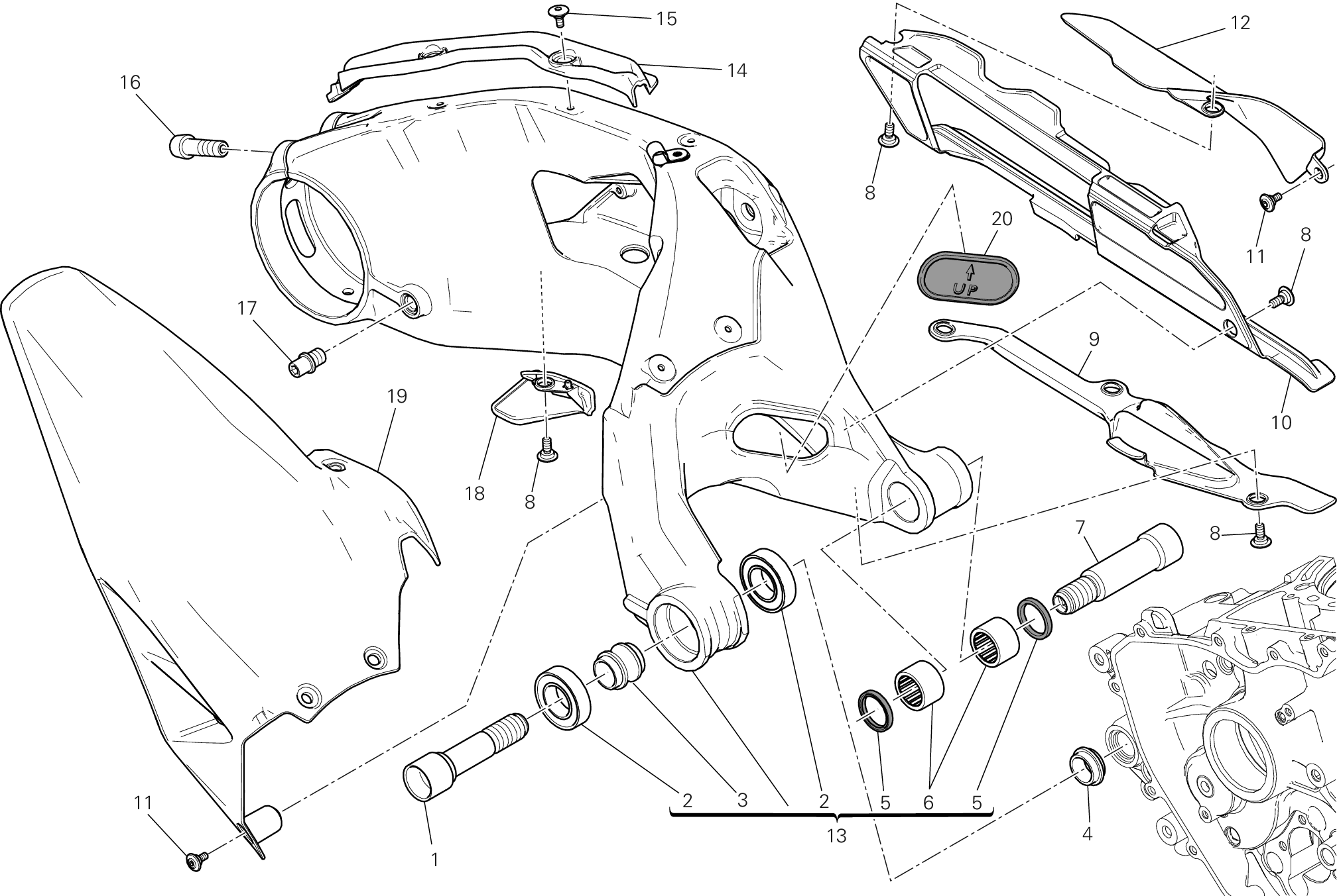 28A BRAS OSCILLANT ARRIERE POUR SUPERBIKE 1199 PANIGALE 2013