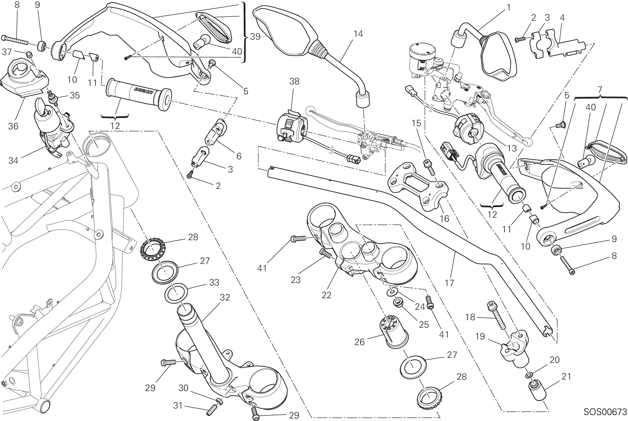 021 GUIDON ET COMMANDES POUR HYPERMOTARD SP 2013
