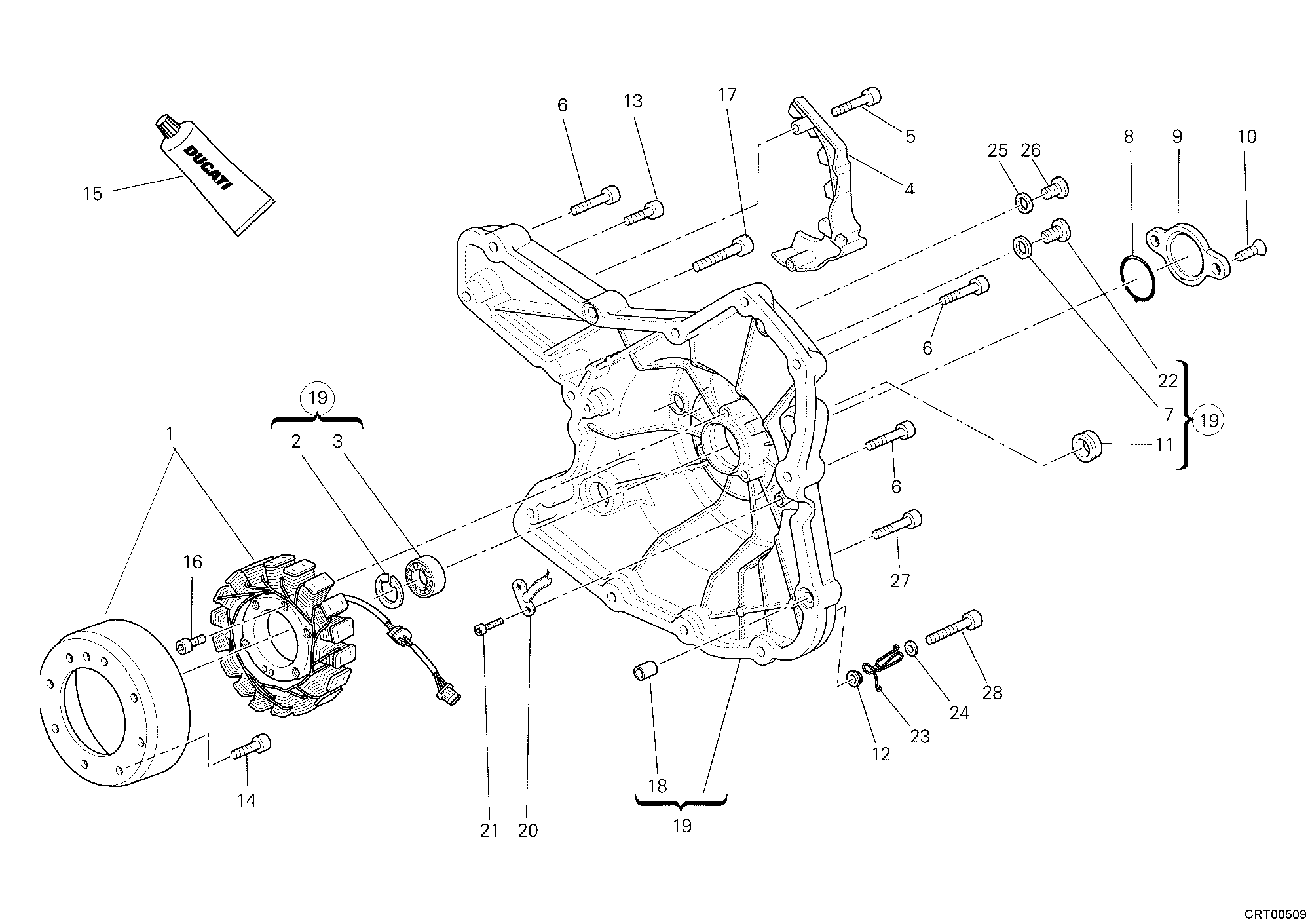 011 COUVERCLE GENERATEUR POUR HYPERMOTARD 1100 2009