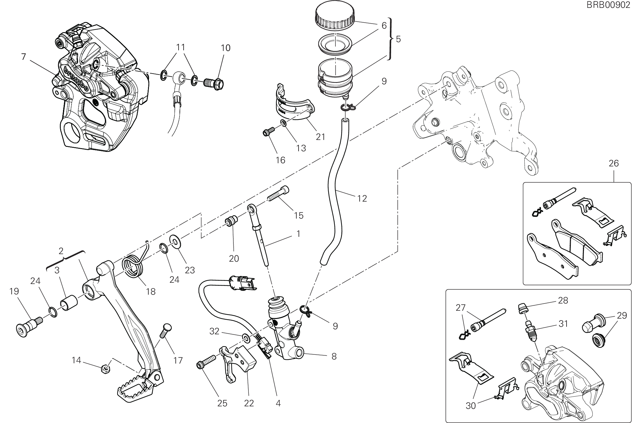 20D SYSTEME DE FREIN ARRIERE POUR MULTISTRADA V4 2025