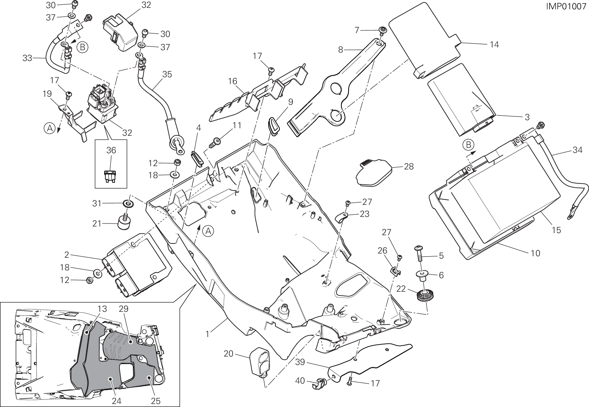 018 SUPPORT BATTERIE POUR MULTISTRADA 950 2017