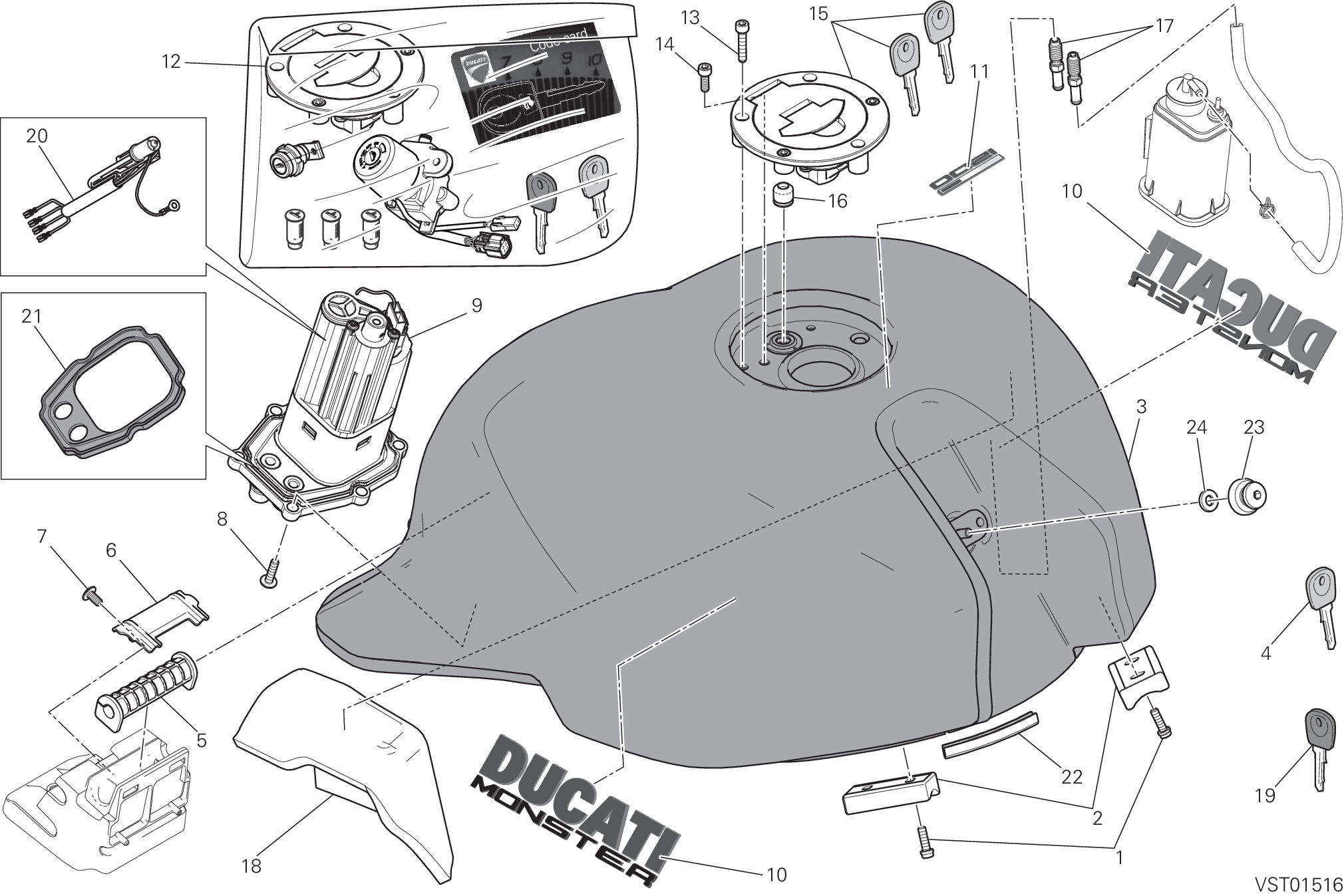 032 RESERVOIR CARBURANT POUR MONSTER 1200 2014