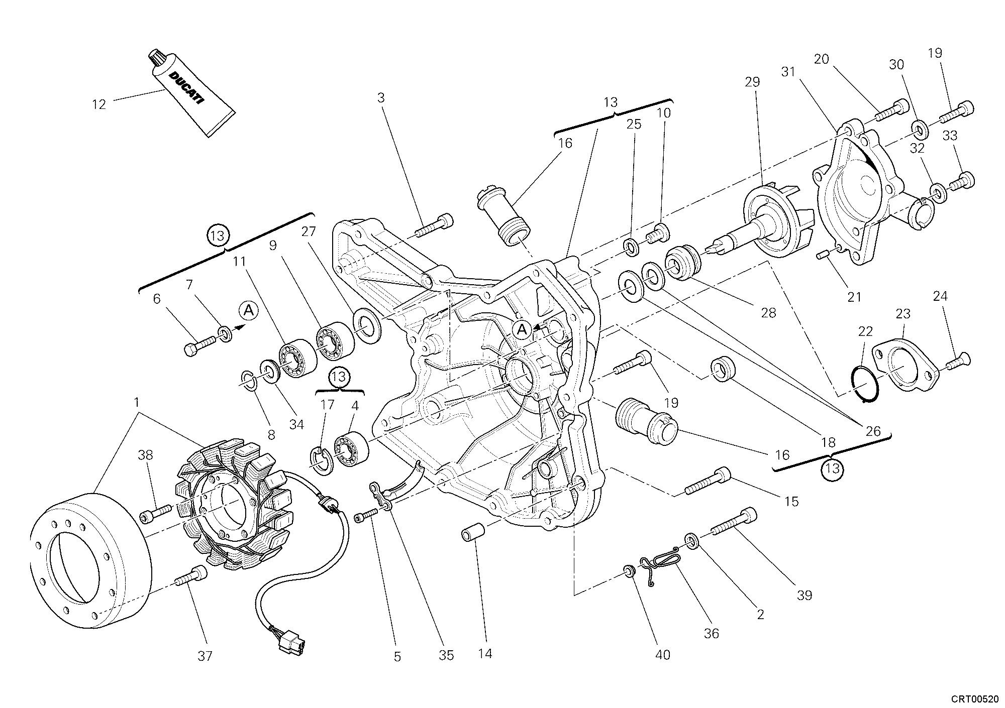 011 COUVERCLE GENERATEUR POMPE EAU POUR SUPERBIKE 848 EVO 2011