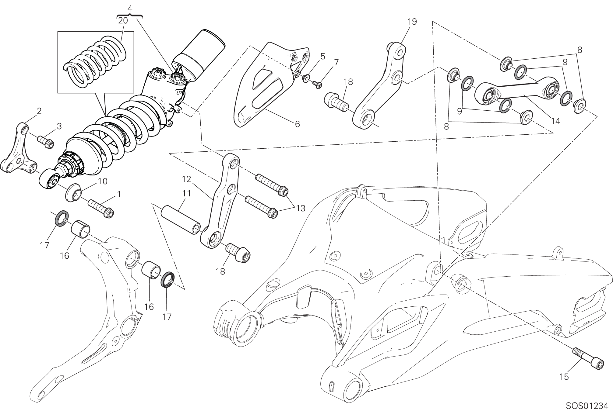 028 SOSPENSIONE POSTERIORE POUR SUPERBIKE 959 PANIGALE CORSE 2019