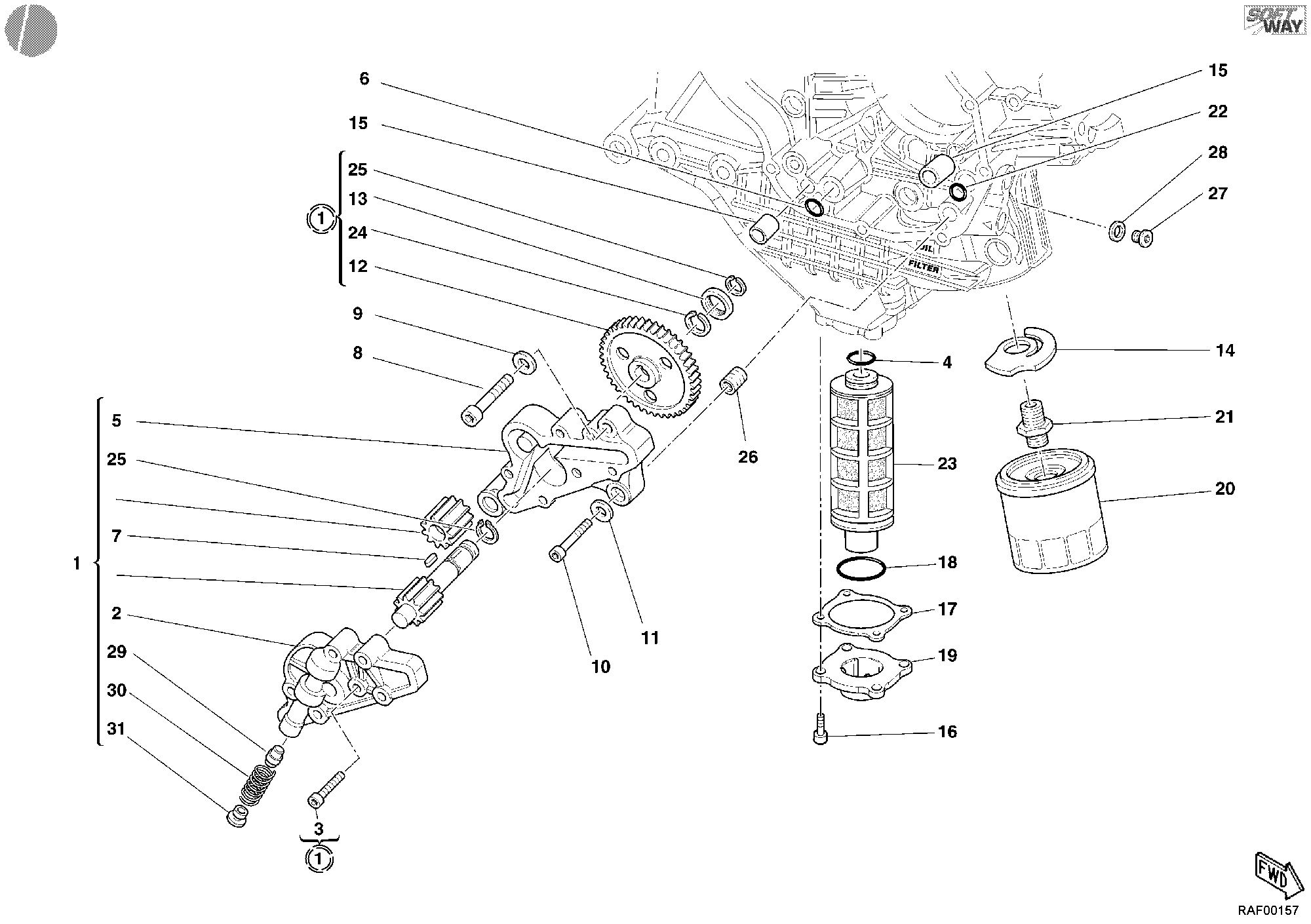 009 POMPE A HUILE FILTRE POUR SUPERBIKE 998 FINAL ED SINGLE SEAT 2004