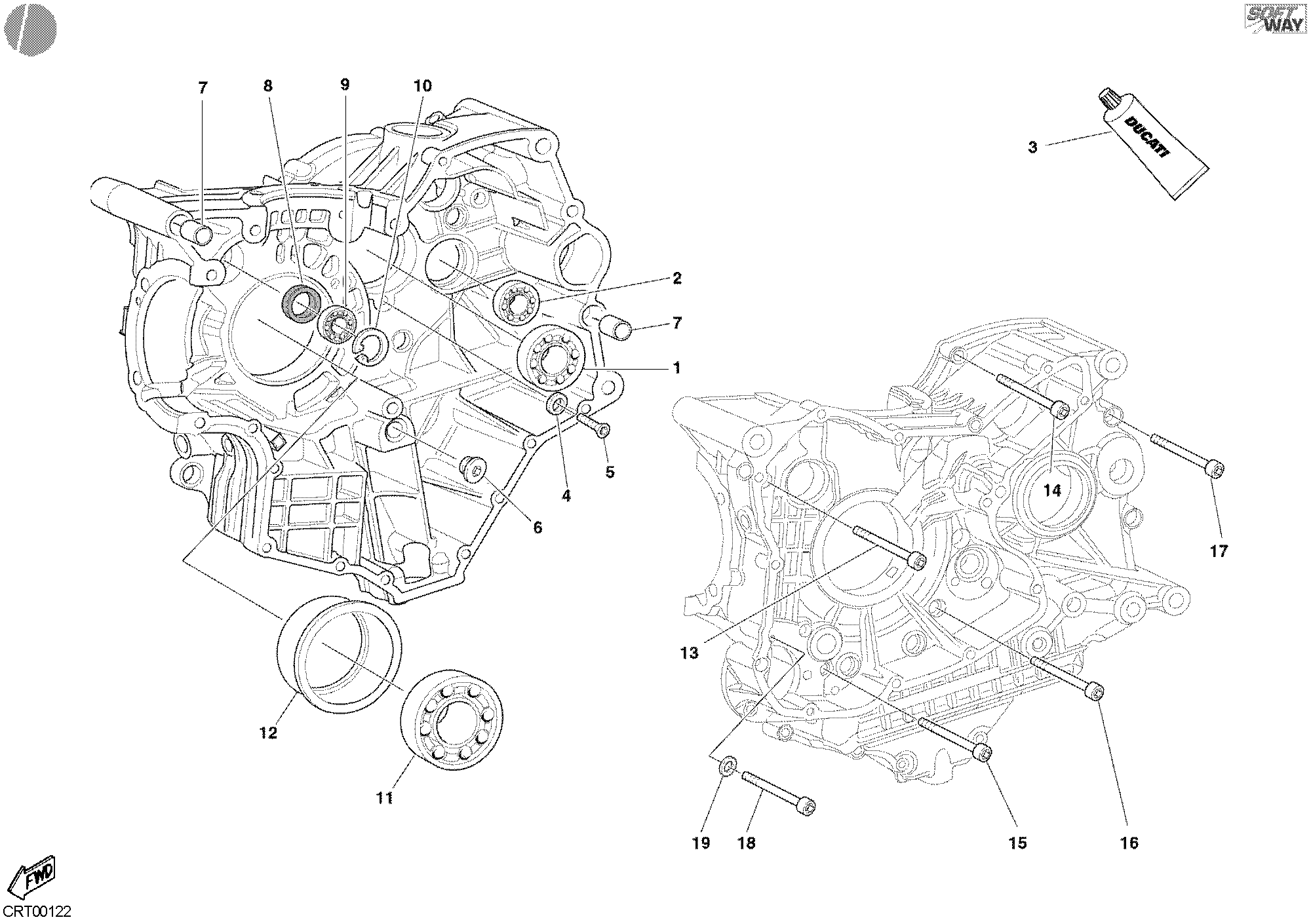 10A ROULEMENTS CARTER MOTEUR POUR SUPERBIKE 998 R 2002