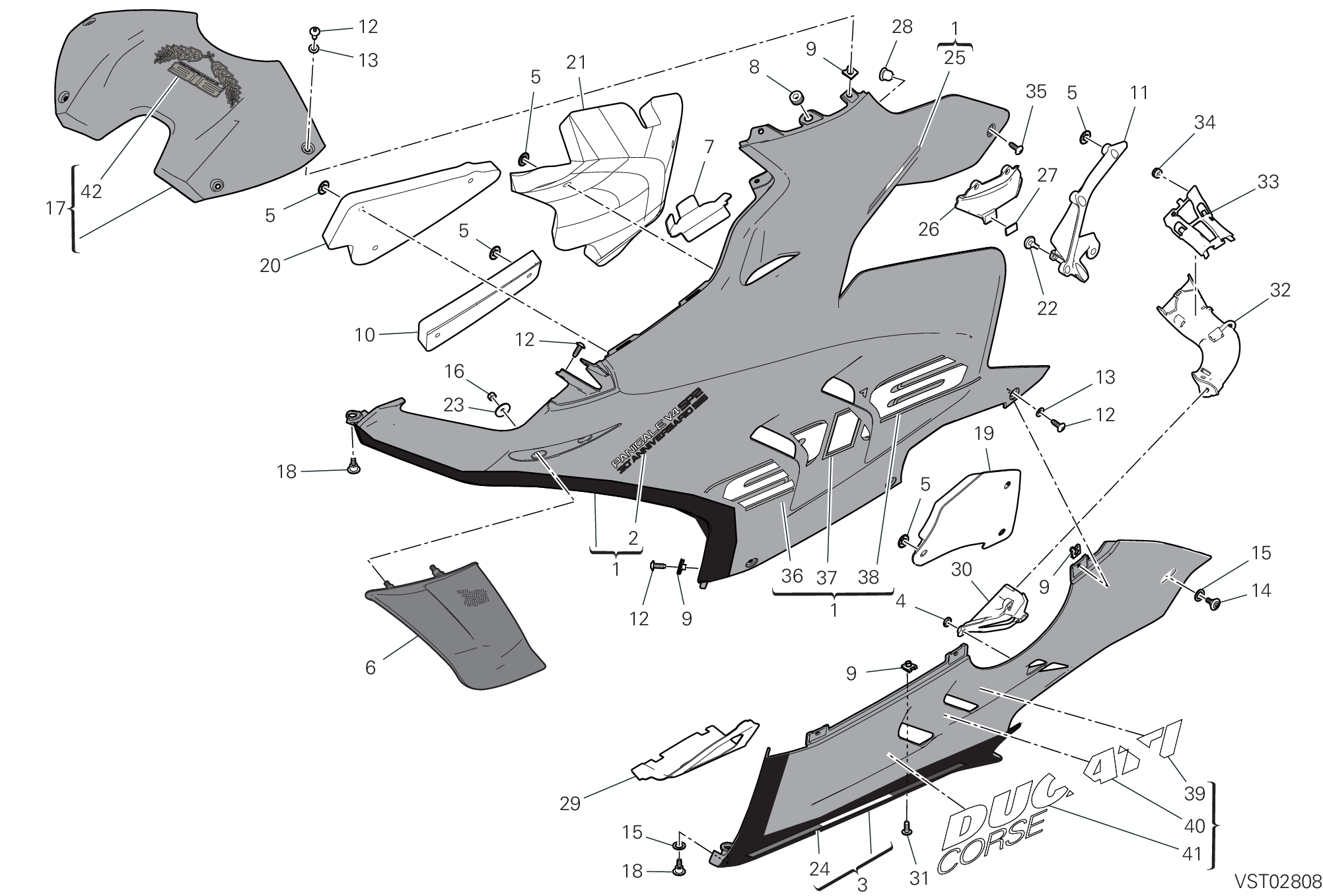 37C CARENE GAUCHE POUR SUPERBIKE PANIGALE V4 SP2 30 ANNIVERSARIO 2024