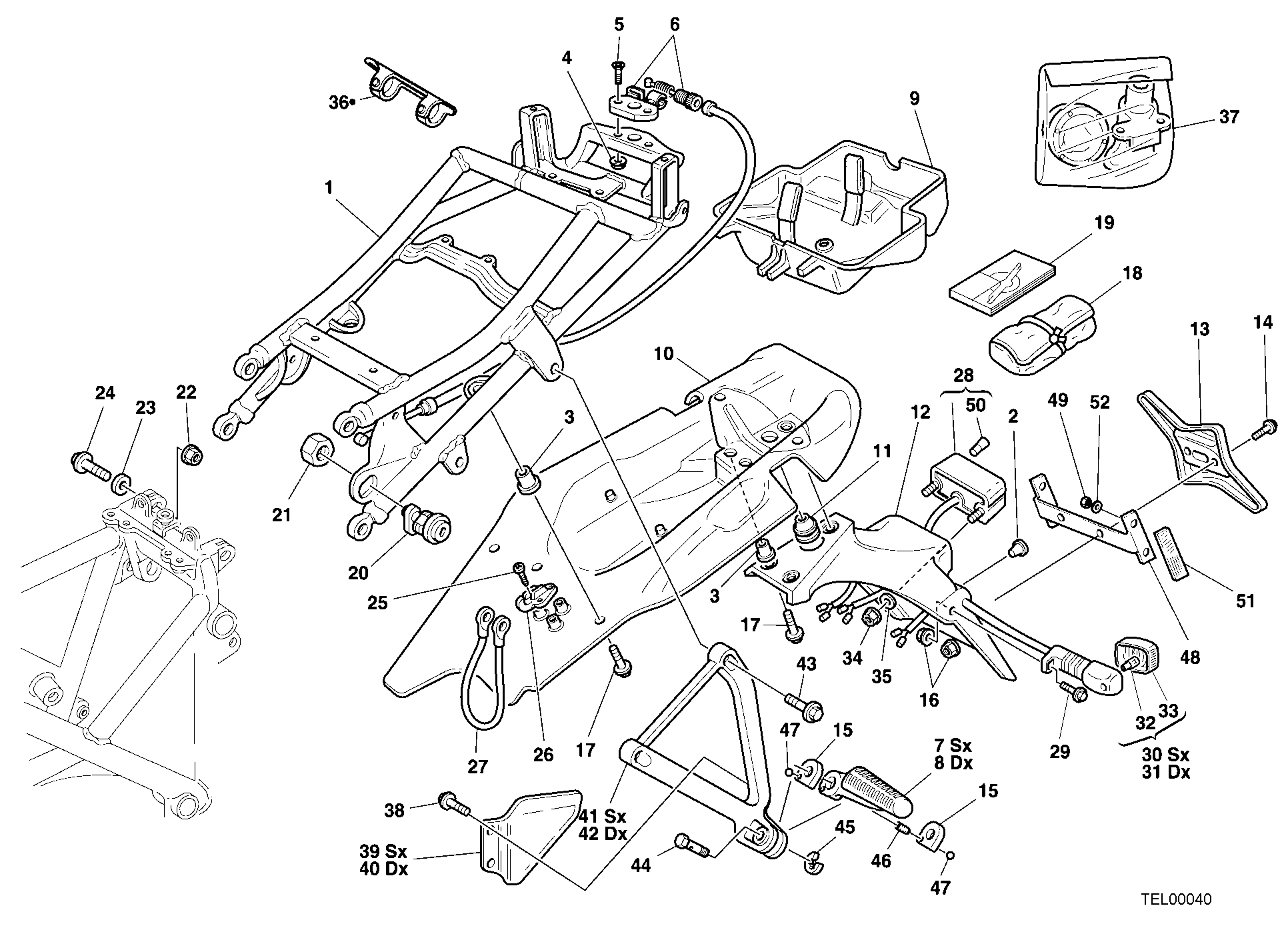 29A CADRE ARRIERE USA POUR SUPERBIKE 748 2001