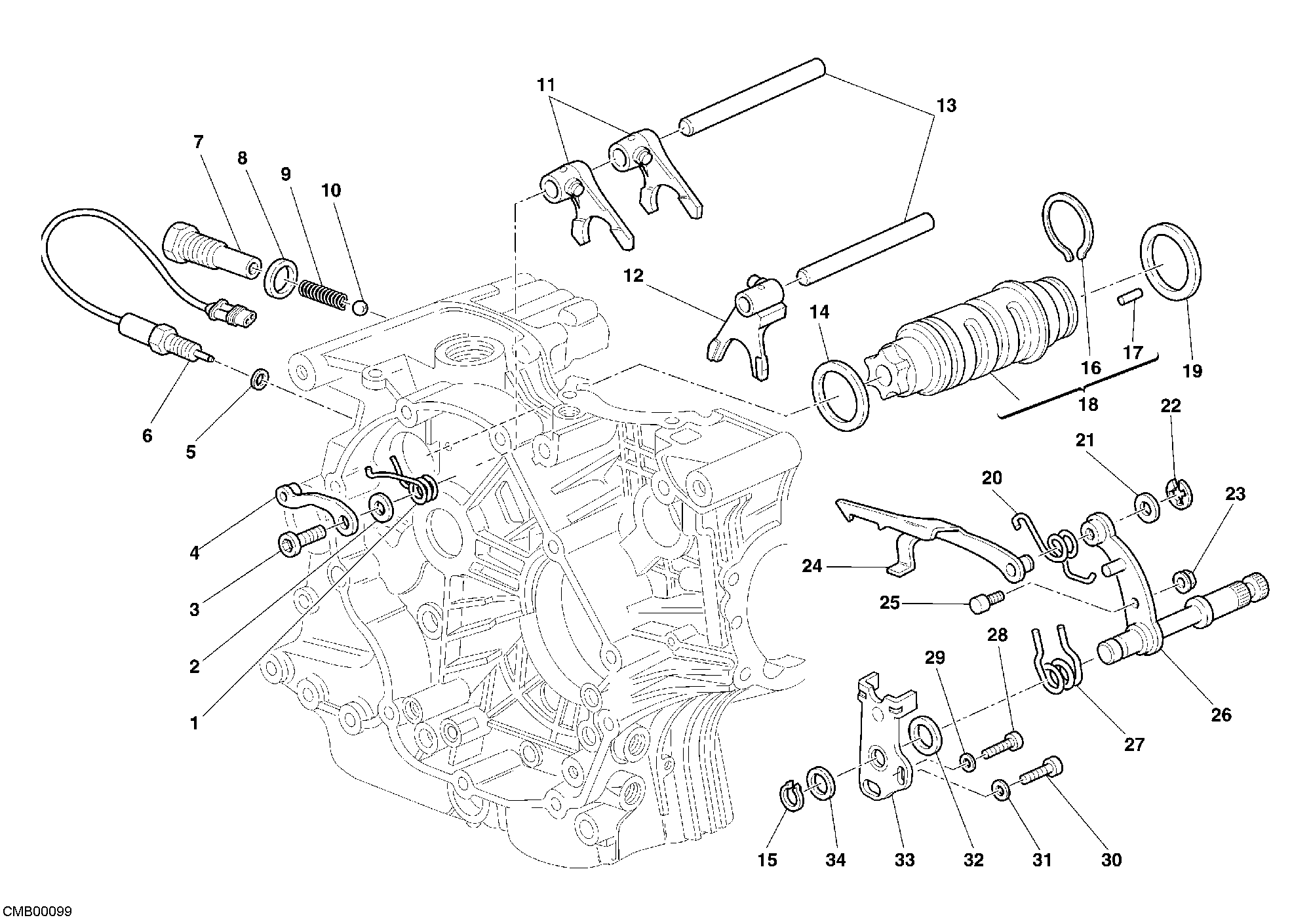 002 ARBRE SELECTEUR DE VITESSES POUR MONSTER S2R 800 2006