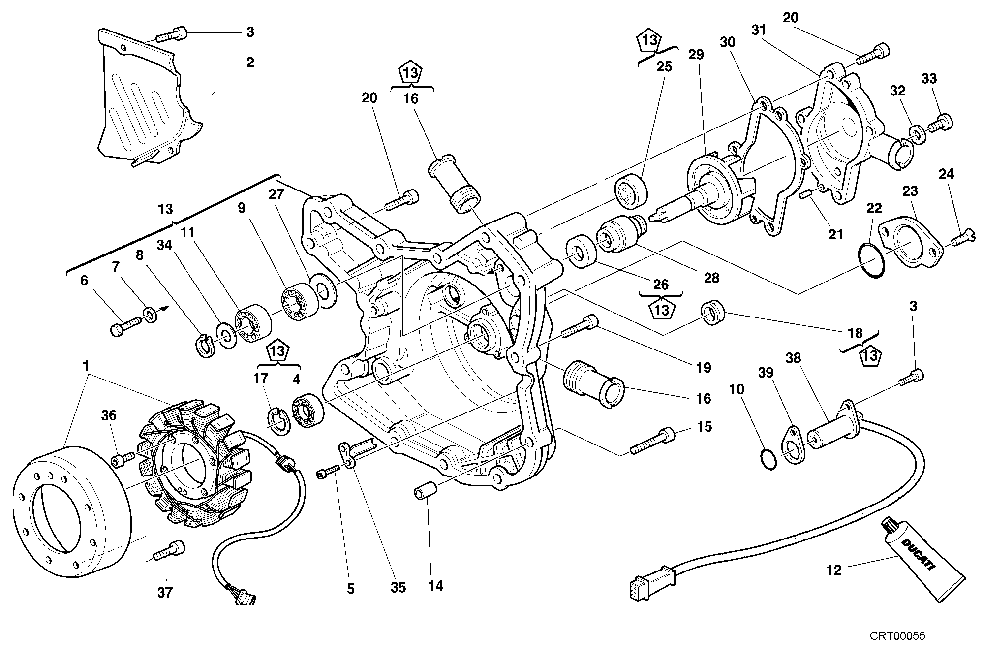 011 COUVERCLE GENERATEUR POMPE EAU POUR SUPERBIKE 748 2001