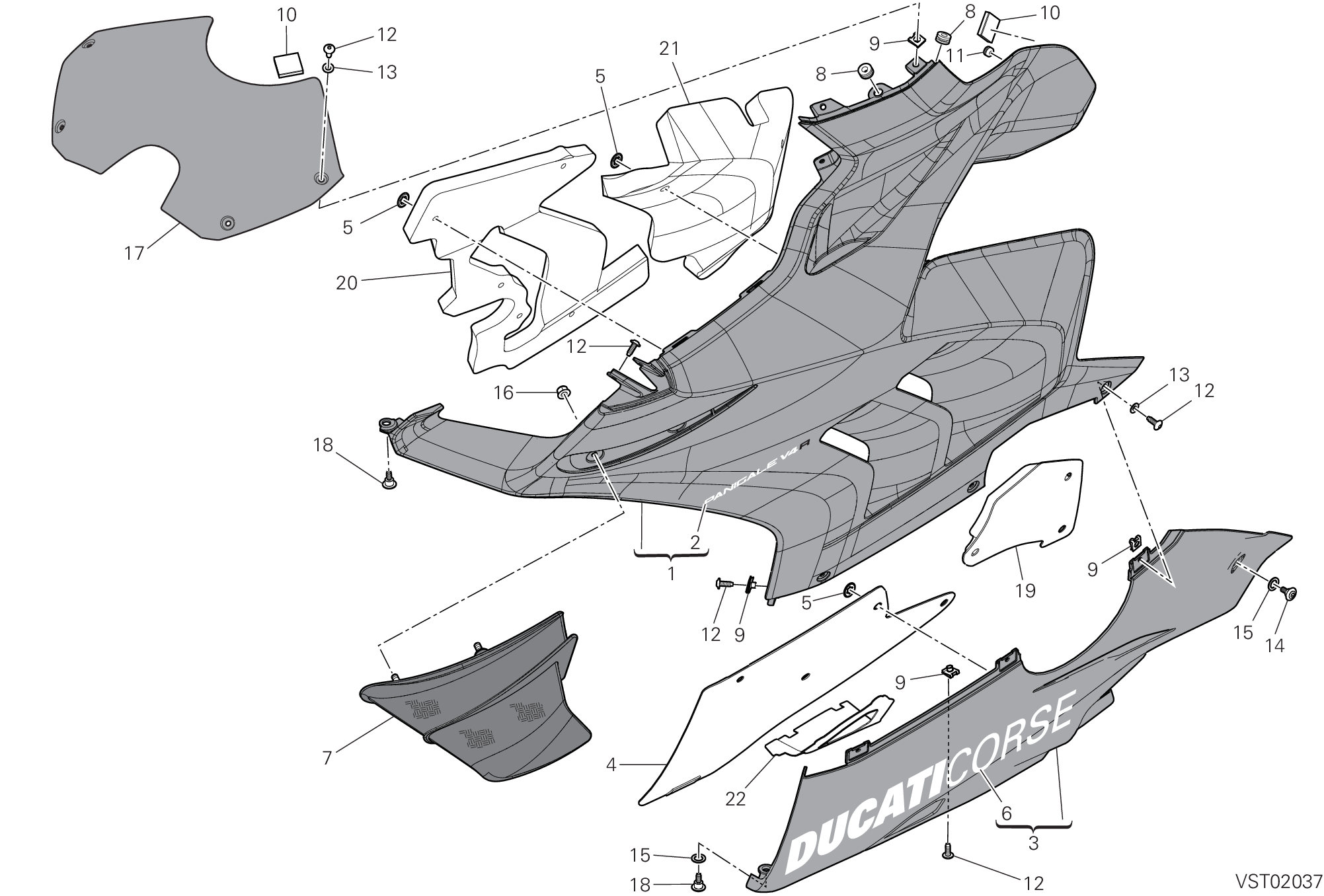 37C CARENE GAUCHE POUR SUPERBIKE PANIGALE V4 R 2020