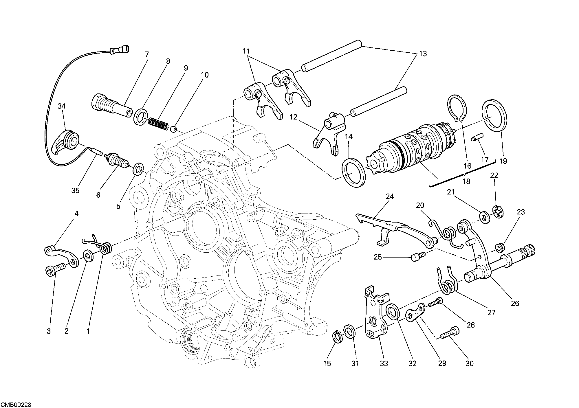 002 TAMBOUR CHANGEMENT VITESSE FOURCHETTE POUR MONSTER 696 2008