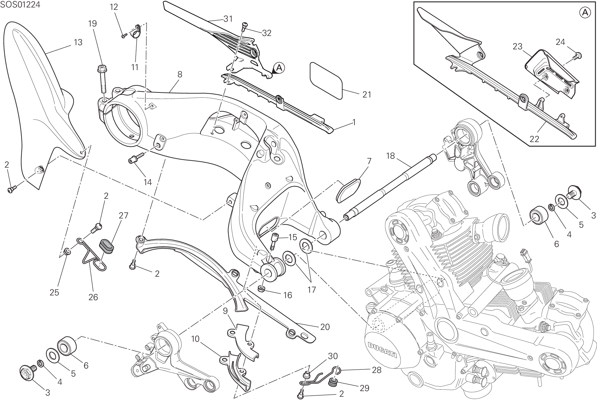032 BRAS OSCILLANT POUR MONSTER 1100 EVO ABS 2012