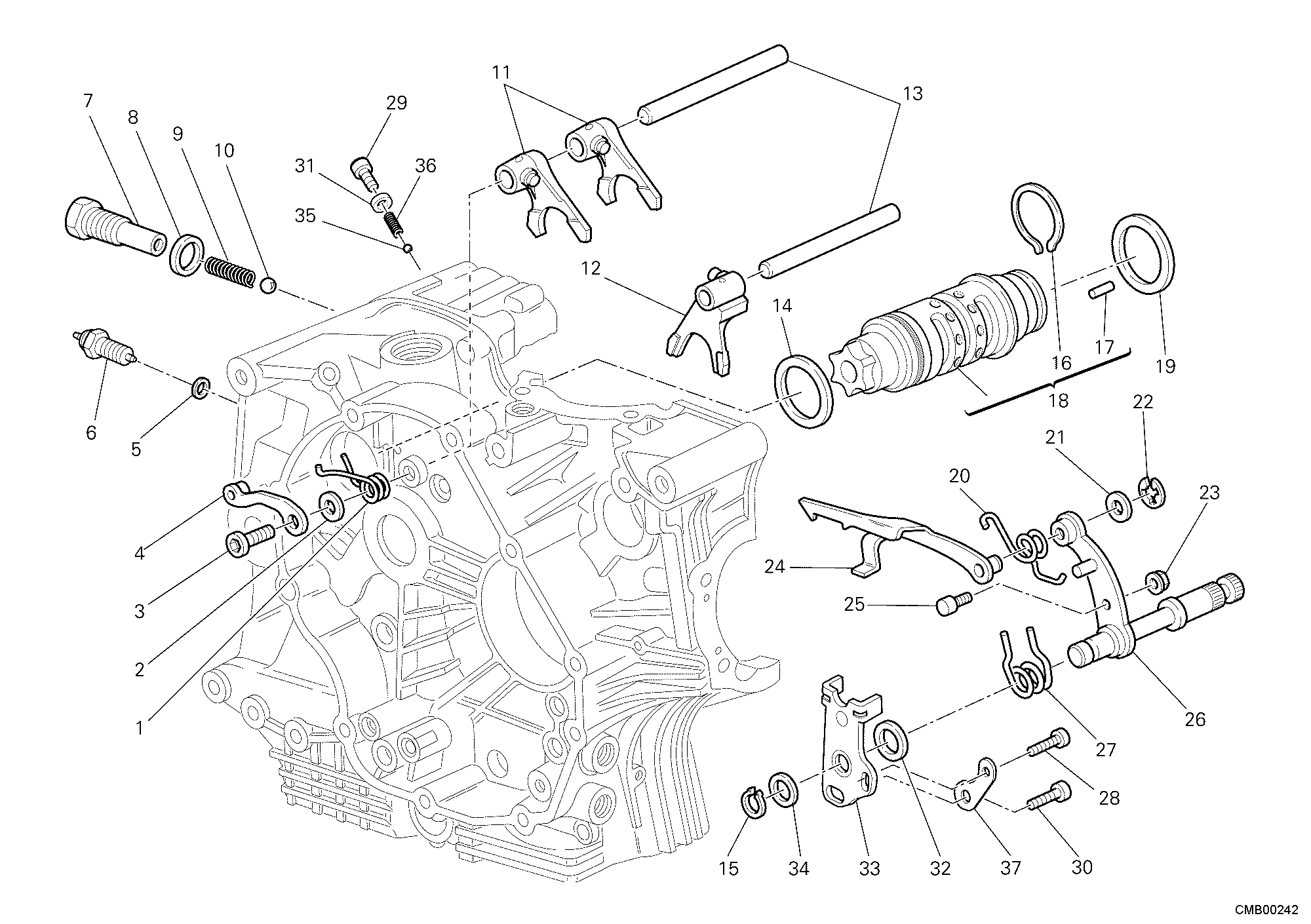 002 ARBRE SELECTEUR DE VITESSES POUR MULTISTRADA 1100 S 2009