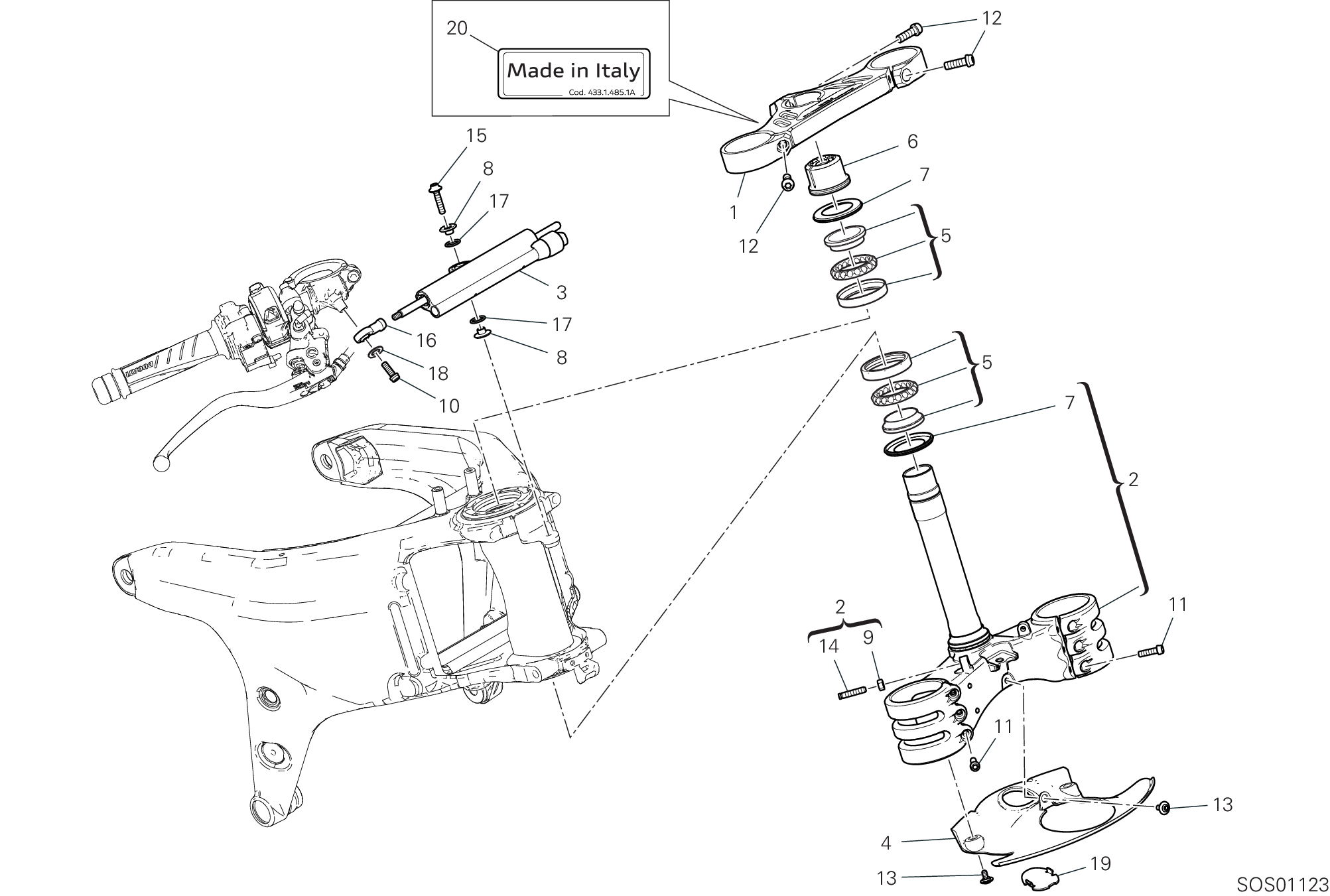 18A ENSEMBLE DIRECTION POUR SUPERBIKE PANIGALE V4 SP 2021