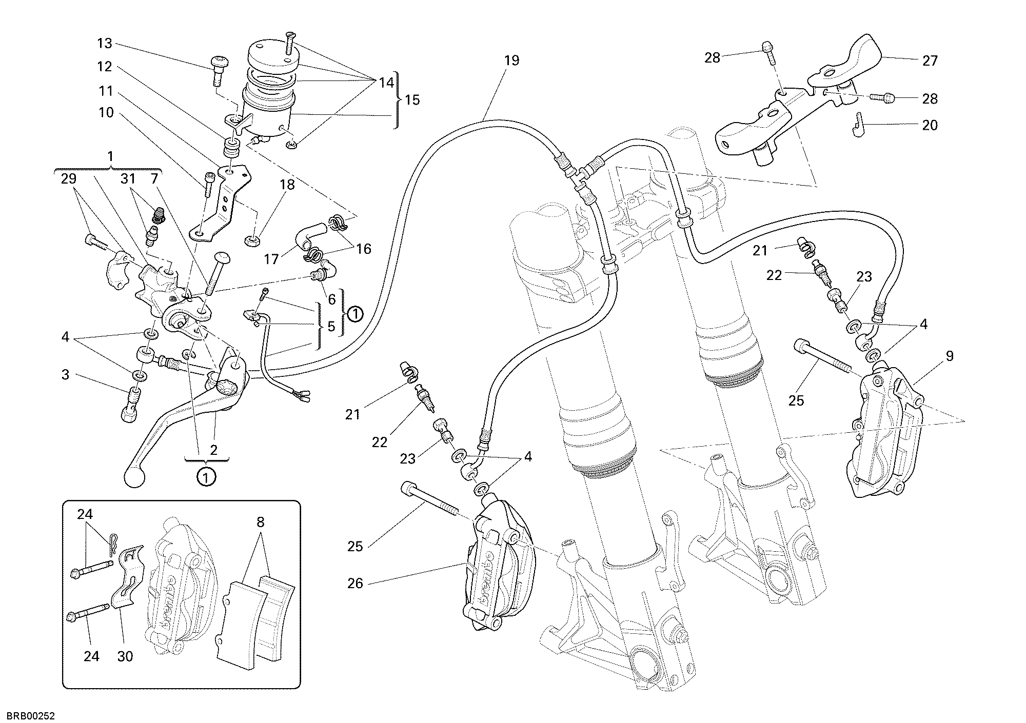 028 SYSTEME DE FREIN AVANT POUR HYPERMOTARD 1100 2009