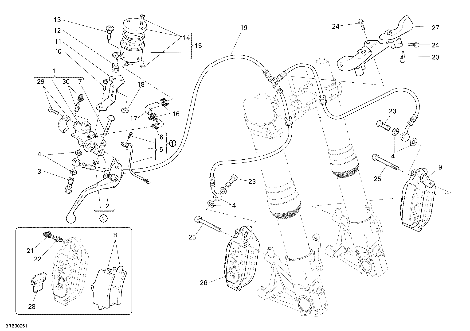 028 SYSTEME DE FREIN AVANT POUR HYPERMOTARD 1100 S 2009