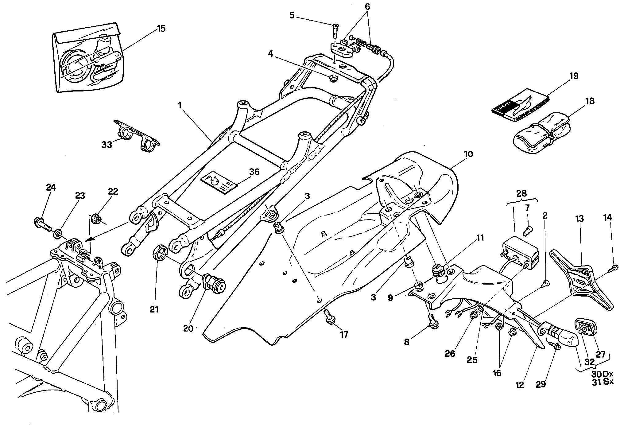 029 CADRE ARRIERE POUR SUPERBIKE 916 SPS 1997