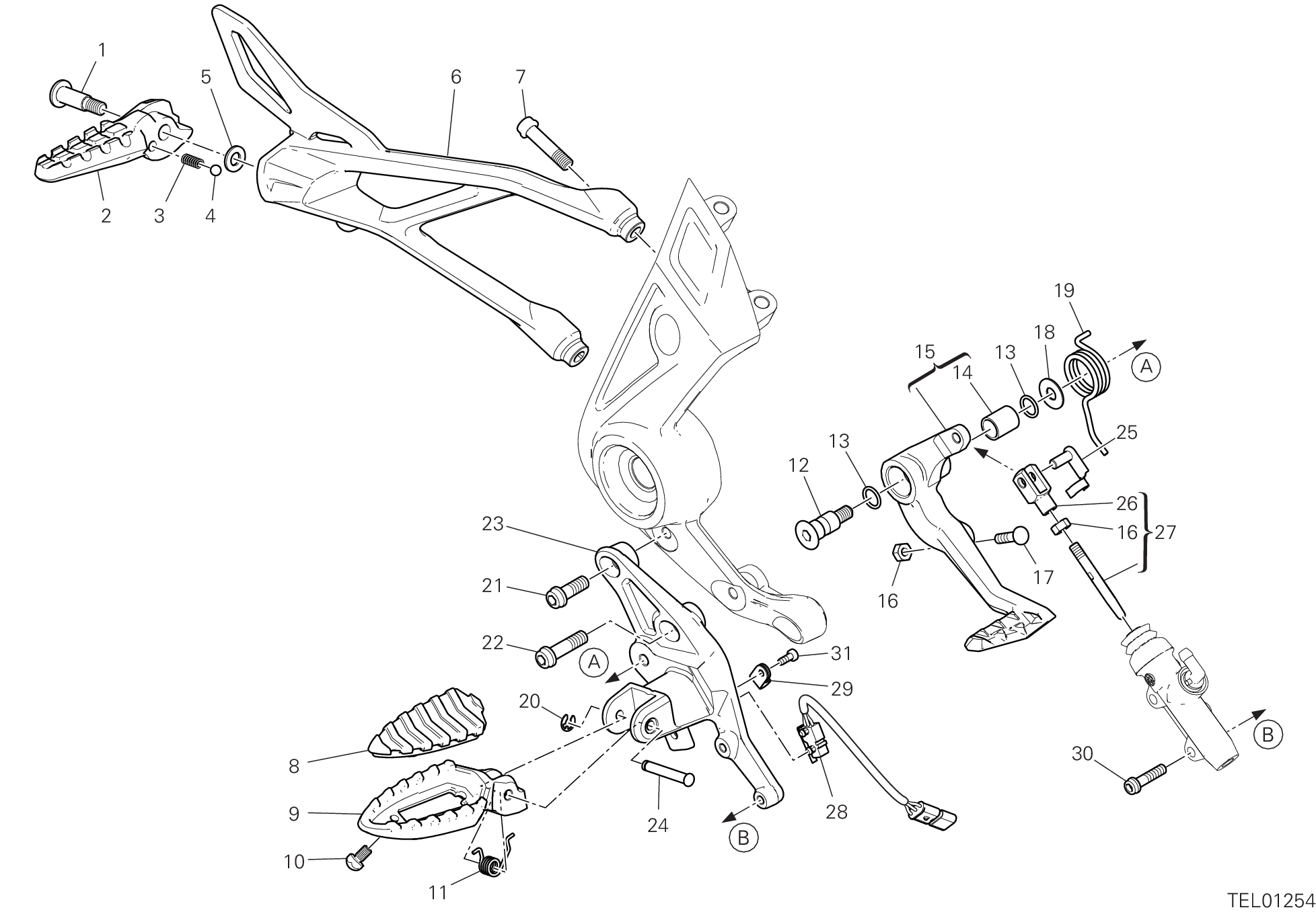 25B REPOSE PIEDS DROIT POUR DIAVEL 1260 S 2020