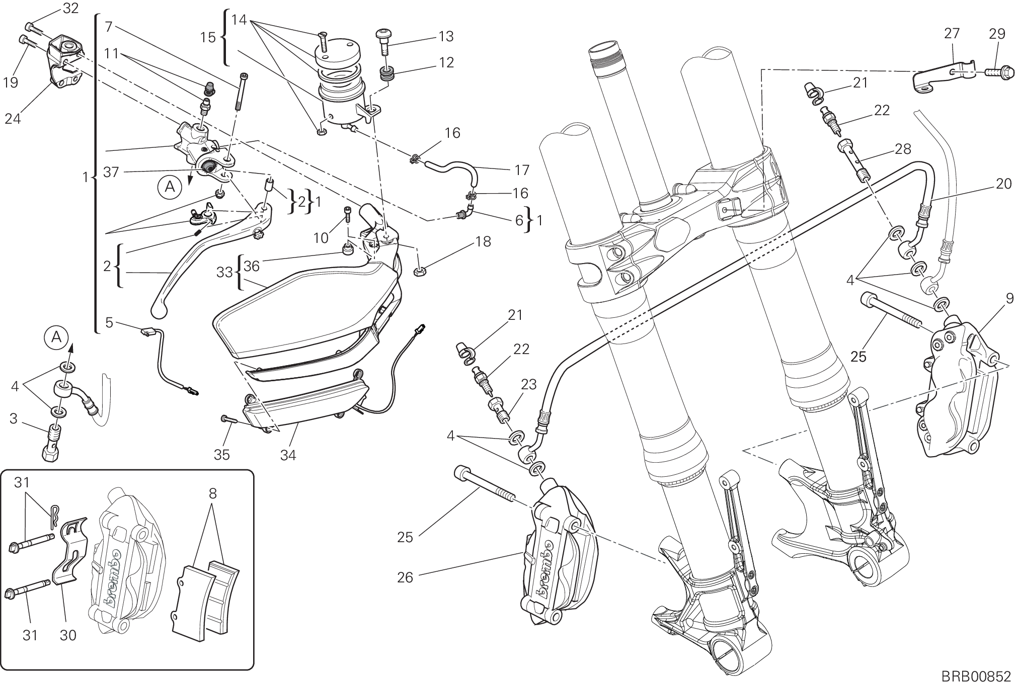 024 SYSTEME DE FREIN AVANT POUR MULTISTRADA 1200 S TOURING 2012