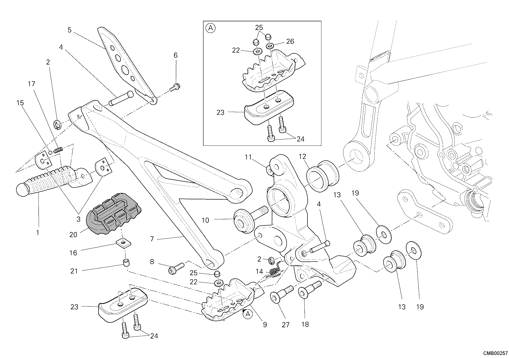 031 REPOSE PIEDS DROIT POUR HYPERMOTARD 1100 EVO SP 2010