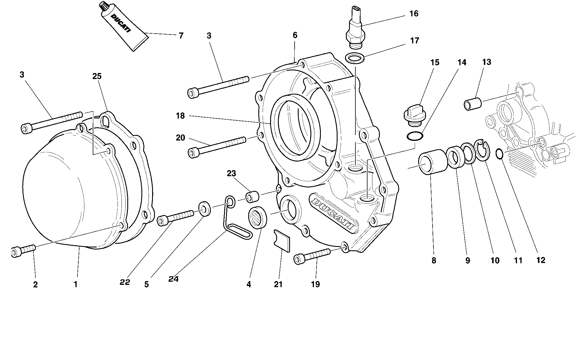 050 COUVERCLE EMBRAYAGE POUR SUPERBIKE 996 1999