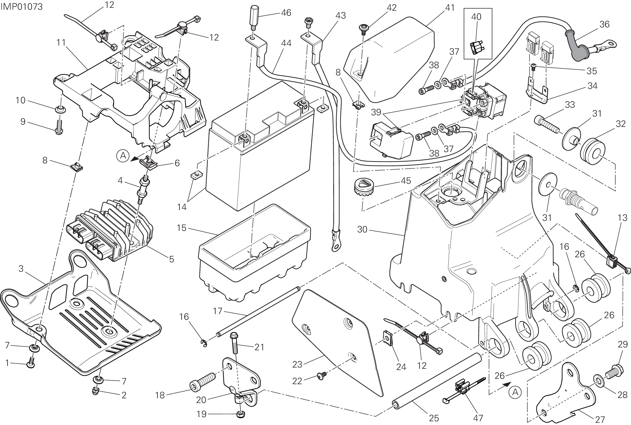018 SUPPORT BATTERIE POUR MONSTER 1200 R 2019