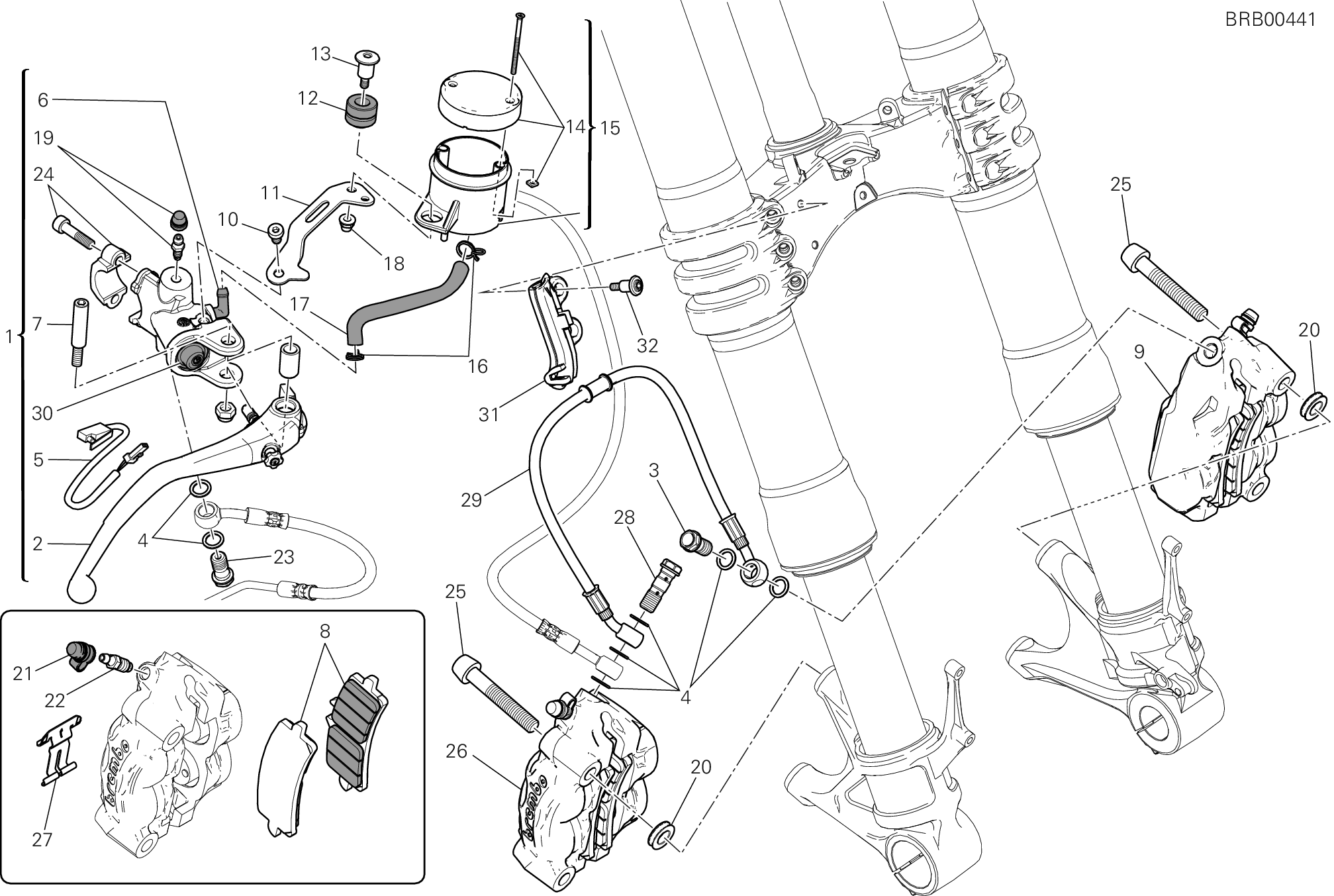 024 SYSTEME DE FREIN AVANT POUR SUPERBIKE 1199 PANIGALE R 2013