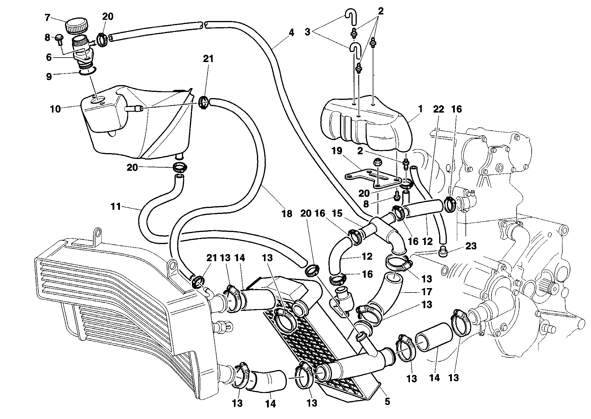 033 CIRCUIT DE REFROIDISSEMENT POUR SUPERBIKE 916 R 1998