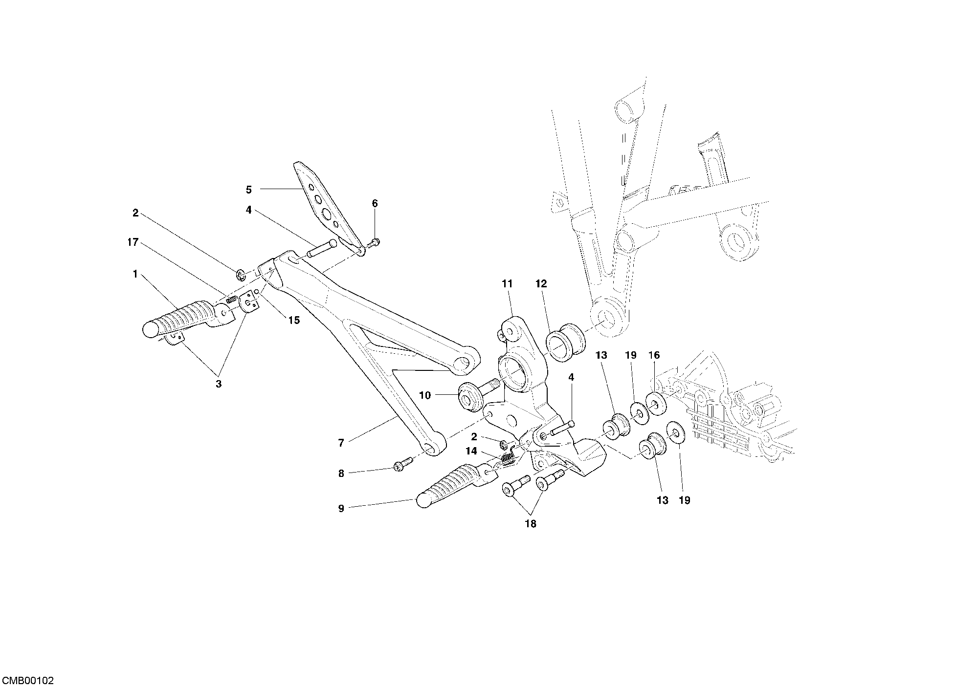031 REPOSE PIEDS DROIT POUR MULTISTRADA 1100 S 2007