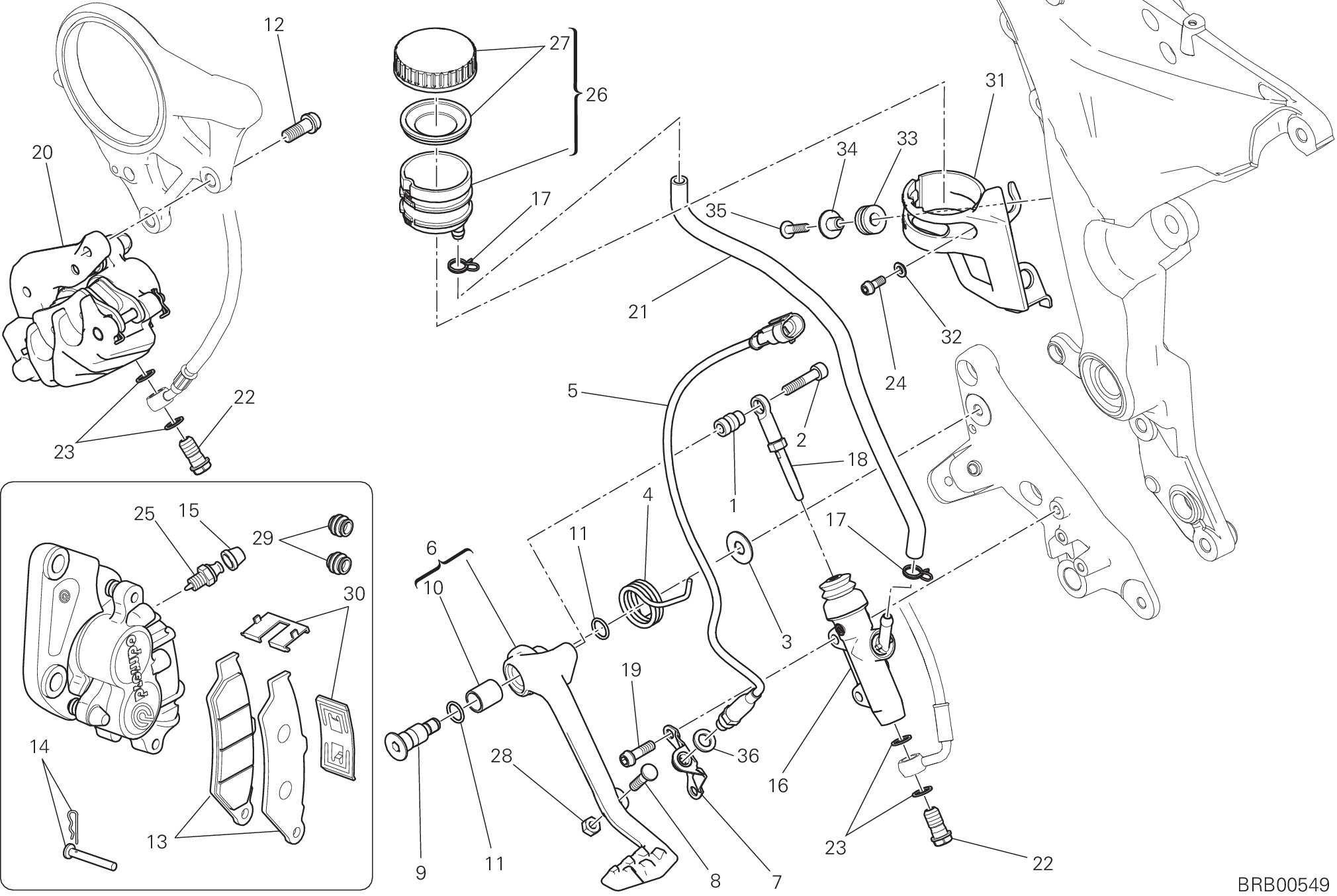 025 SYSTEME DE FREIN ARRIERE POUR MULTISTRADA 1200 ABS 2016