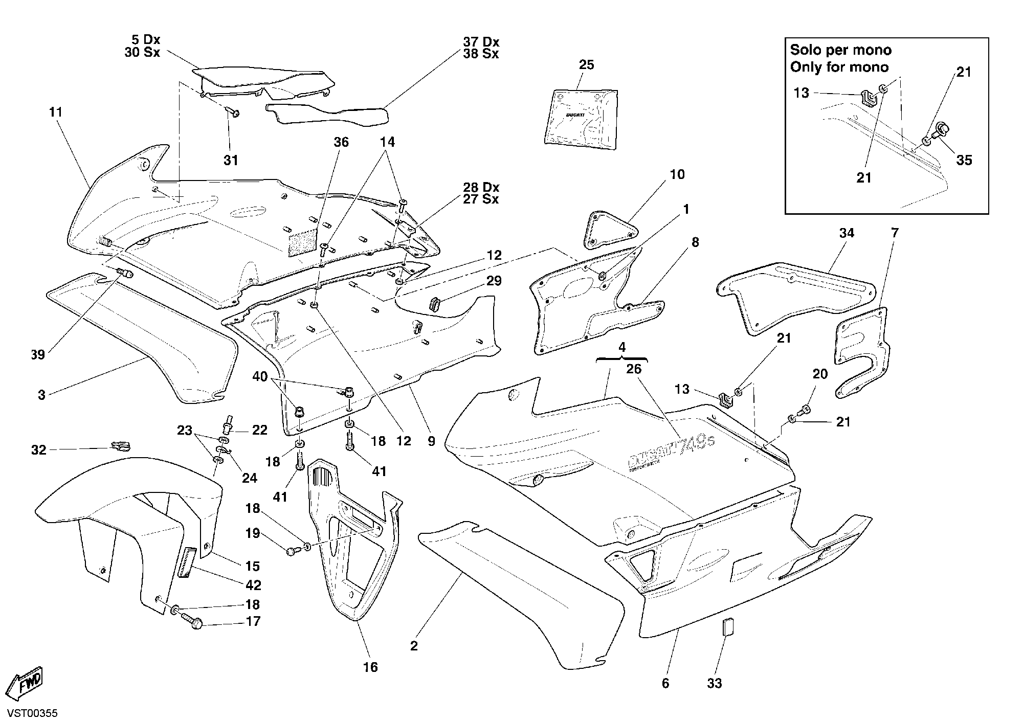 34A HABILLAGE POUR SUPERBIKE 749 S 2004