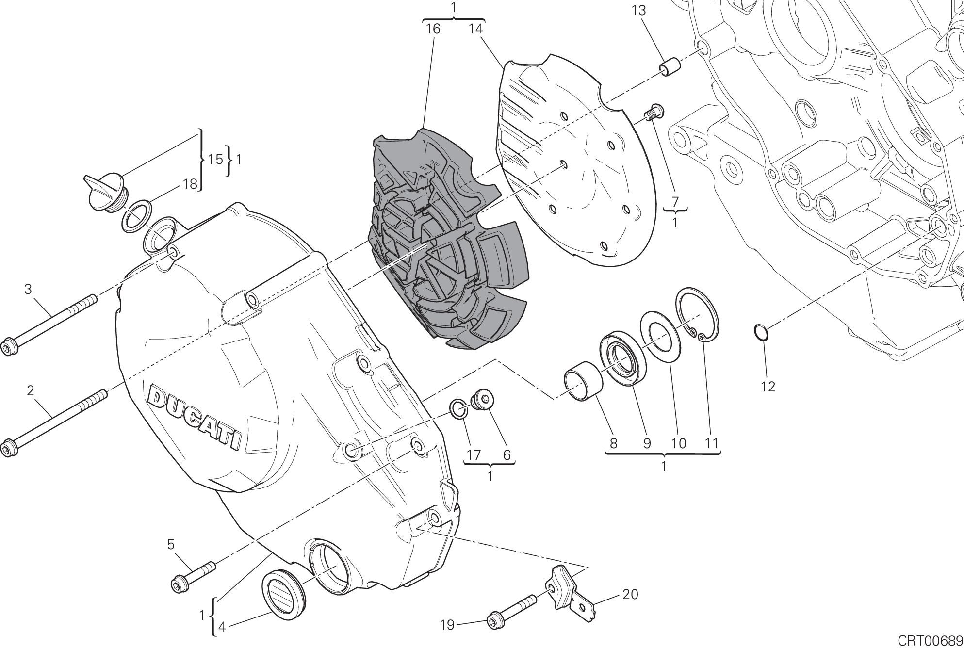 005 COUVERCLE EMBRAYAGE POUR MULTISTRADA 1200 S TOURING 2015