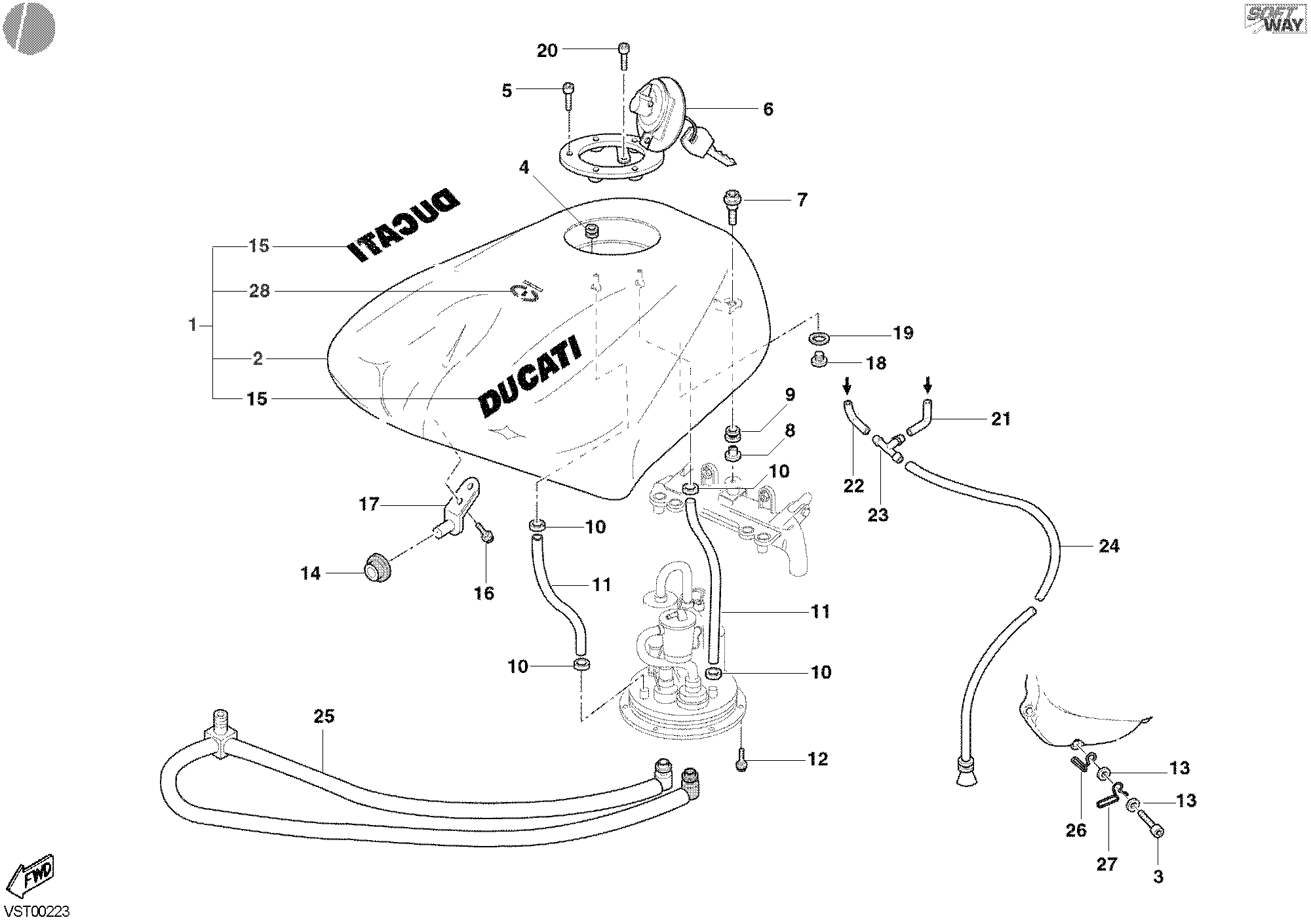 034 RESERVOIR CARBURANT POUR SUPERBIKE 998 R 2002