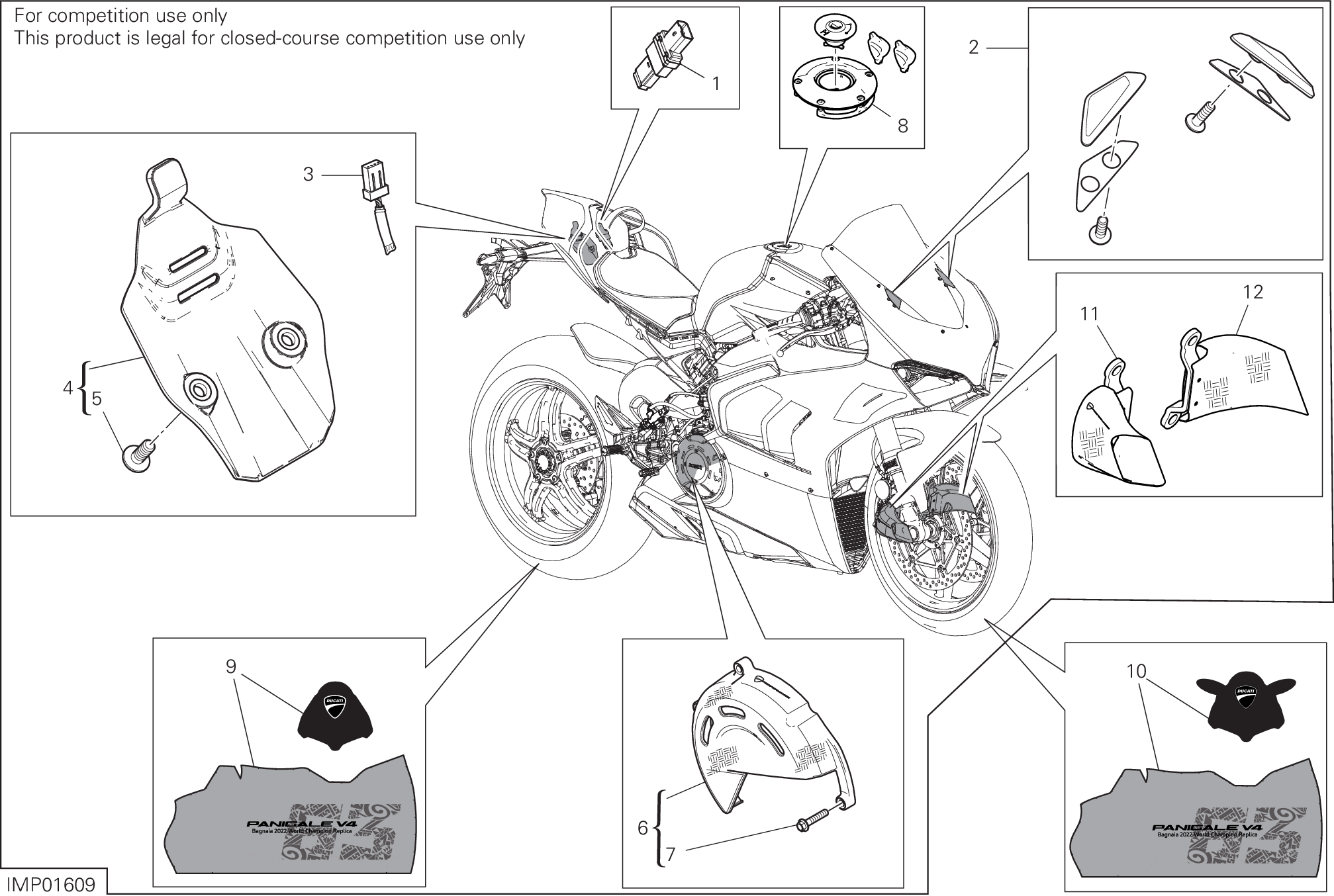 39A ACCESSOIRES POUR SUPERBIKE PANIGALE V4 2022 WORLD CHAMPION MOTOGP REPLICA 63 2024