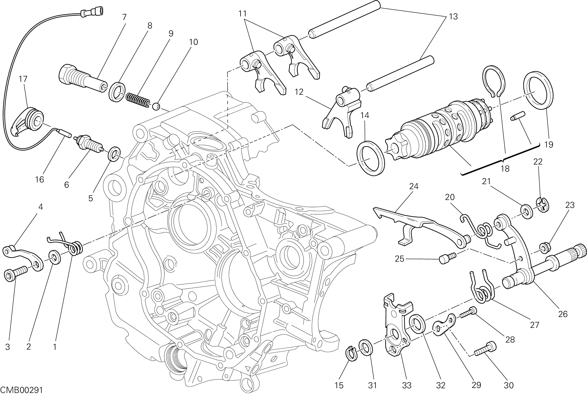 002 TAMBOUR CHANGEMENT VITESSE FOURCHETTE POUR MONSTER 696 ABS 2010