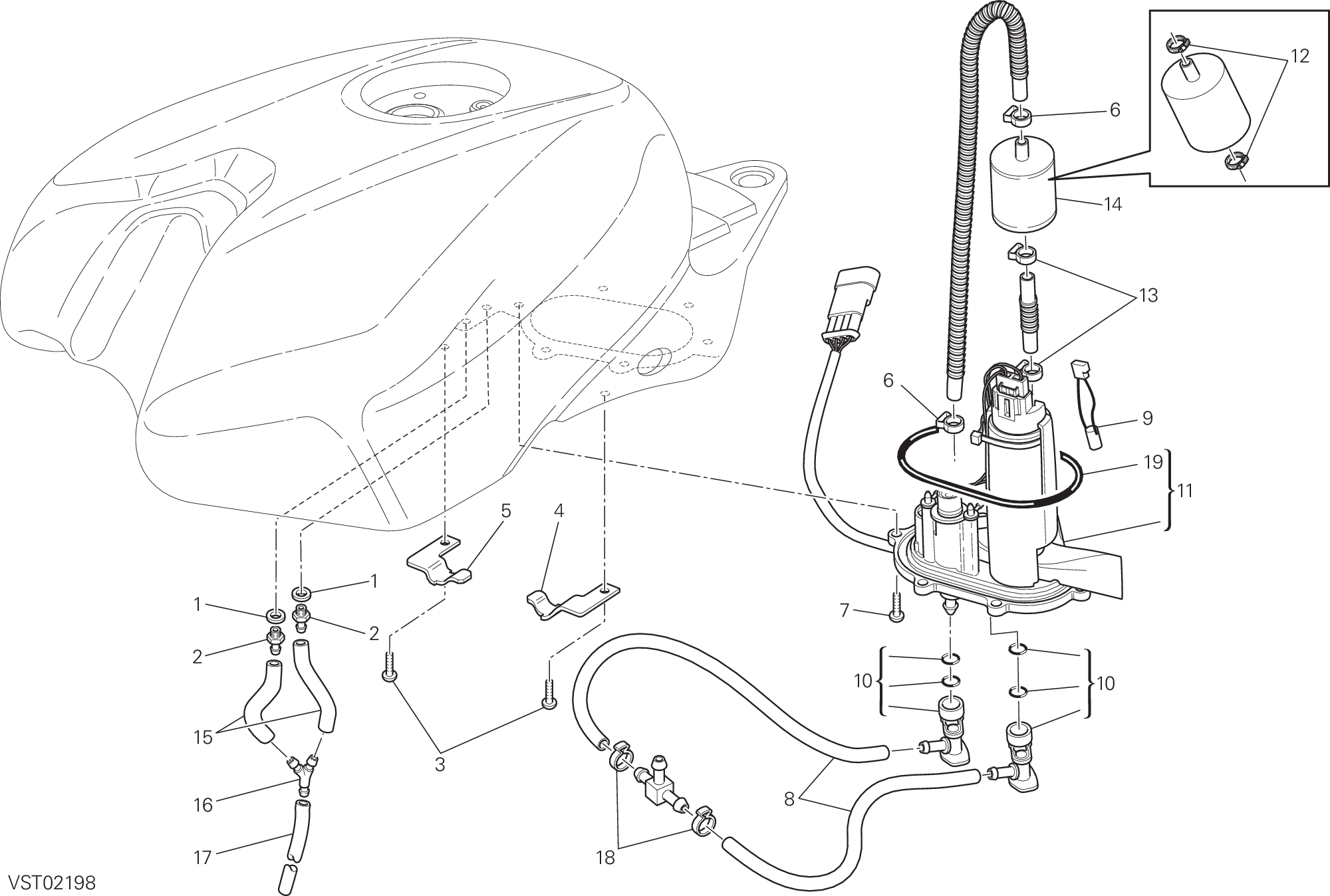 32A POMPE A CARBURANT POUR SUPERBIKE 1098 S TRICOLORE 2007