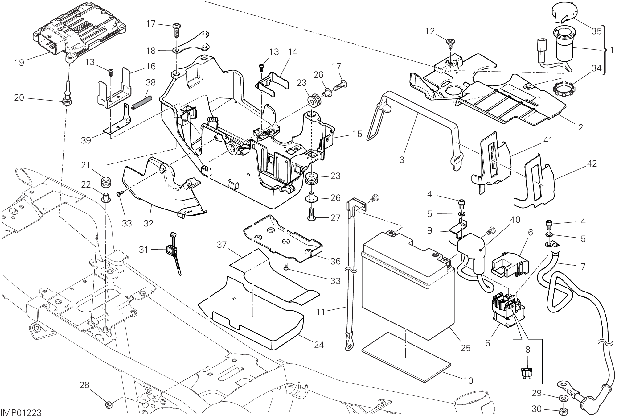 13C SUPPORT BATTERIE POUR SCRAMBLER DESERT SLED 2019