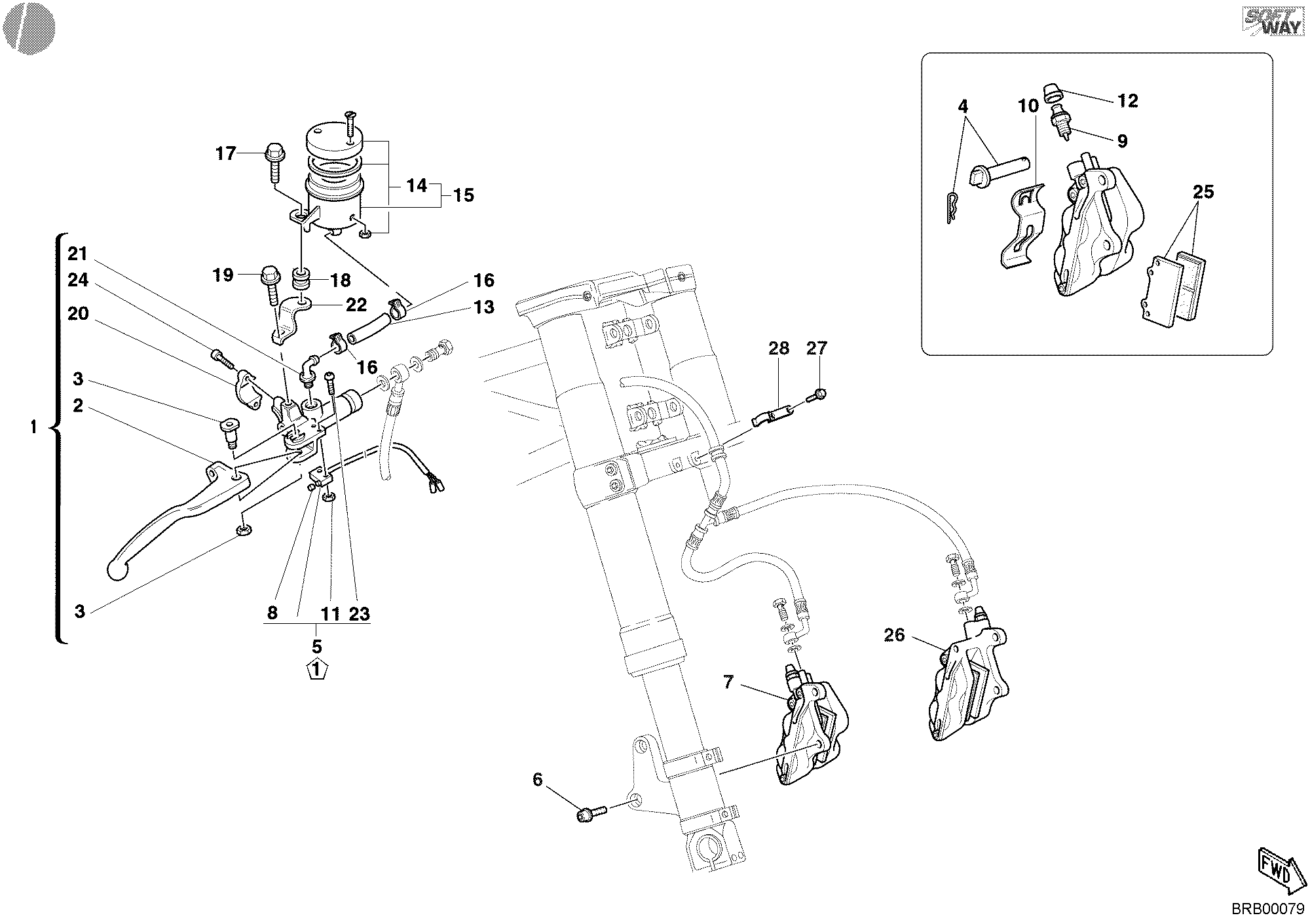 028 SYSTEME DE FREIN AVANT POUR SPORT TOURING ST4 S ABS 2003