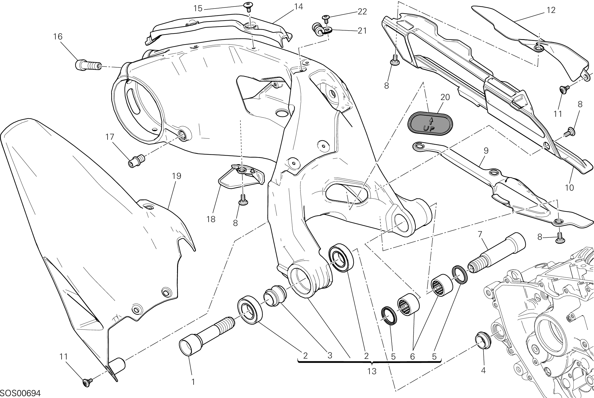 28A BRAS OSCILLANT ARRIERE POUR SUPERBIKE 1299 ABS 2015