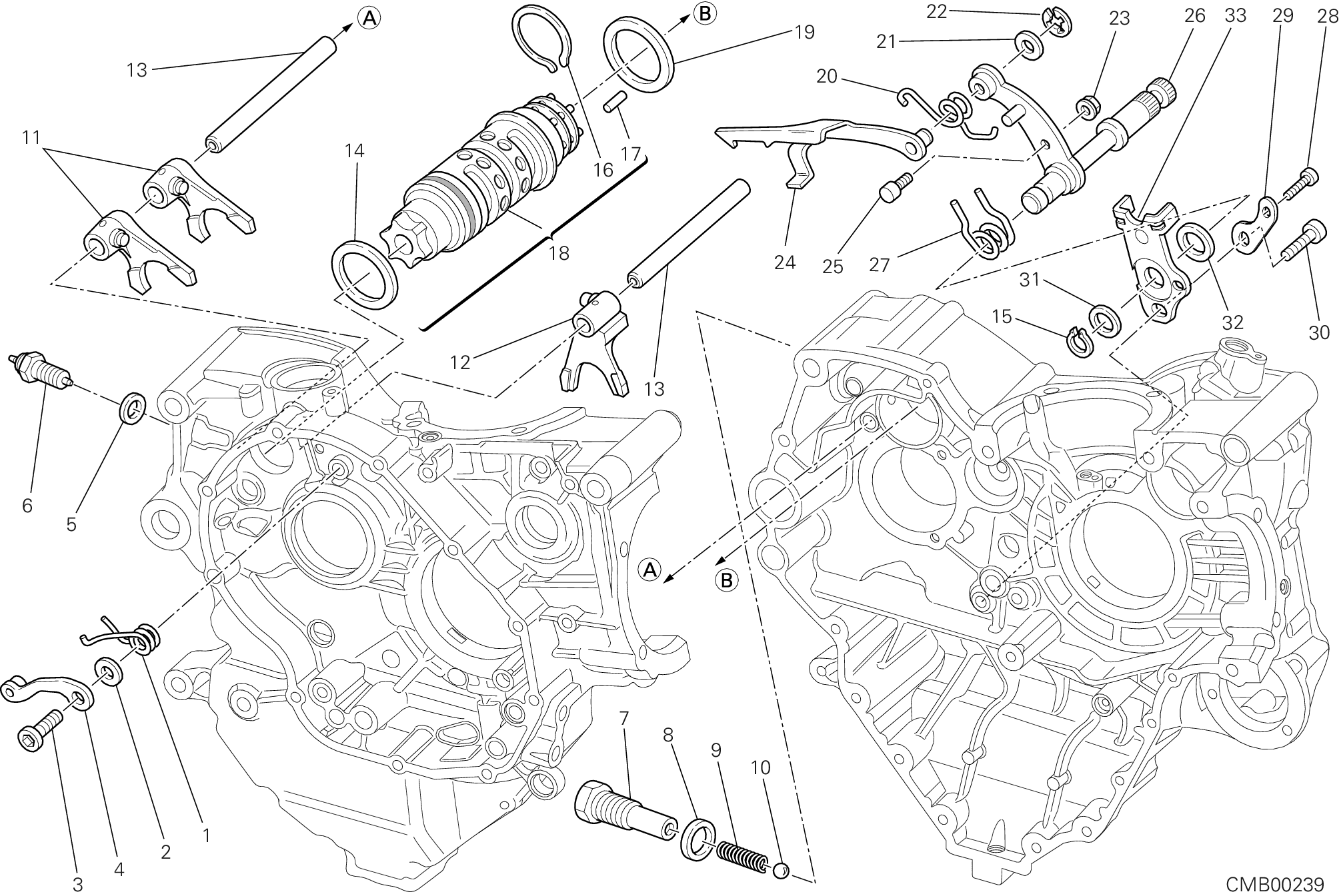 002 TAMBOUR CHANGEMENT VITESSE FOURCHETTE POUR SUPERBIKE 848 HAYDEN 2010
