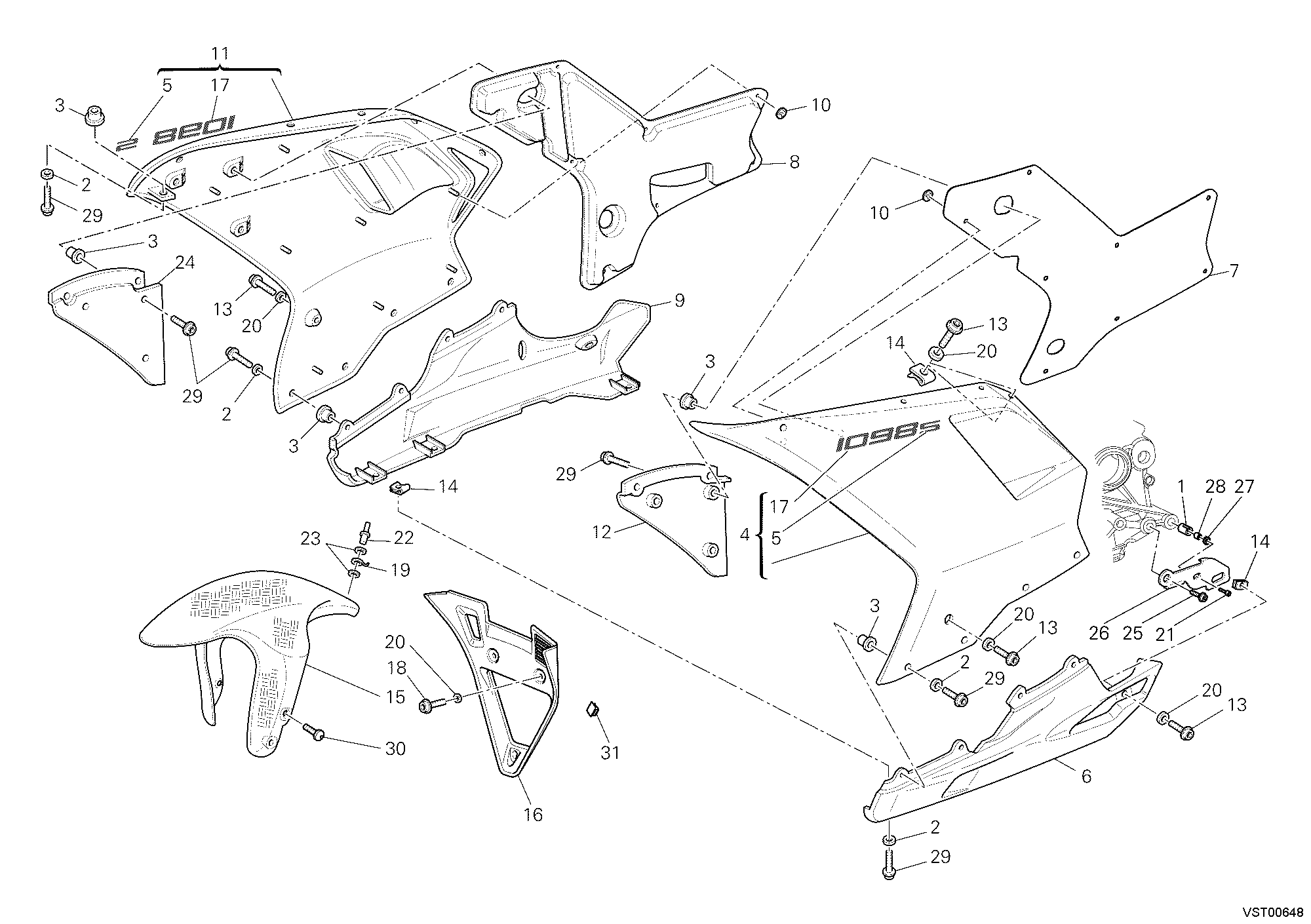 34A HABILLAGE POUR SUPERBIKE 1098 S 2007