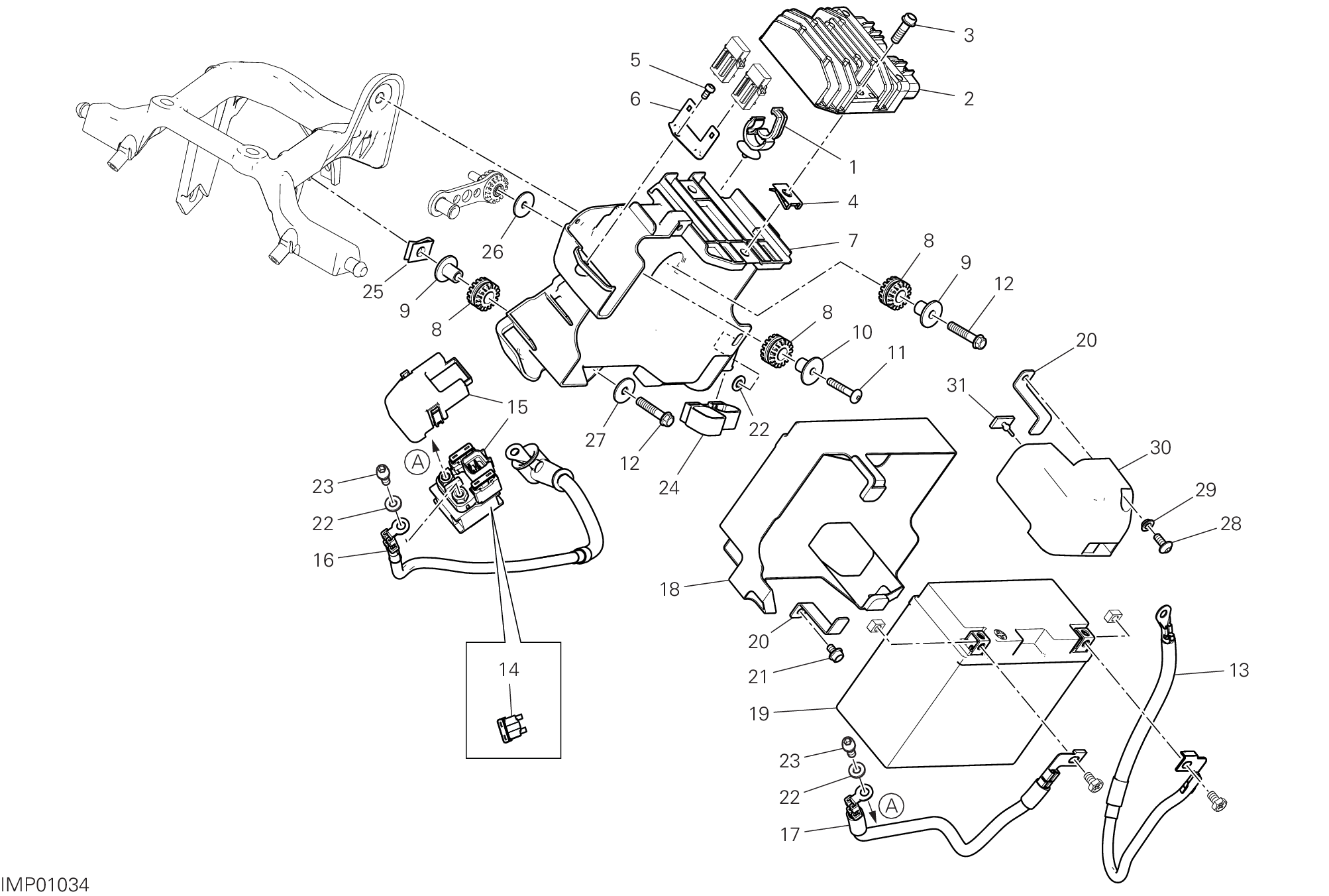 018 SUPPORT BATTERIE POUR SUPERSPORT 2019