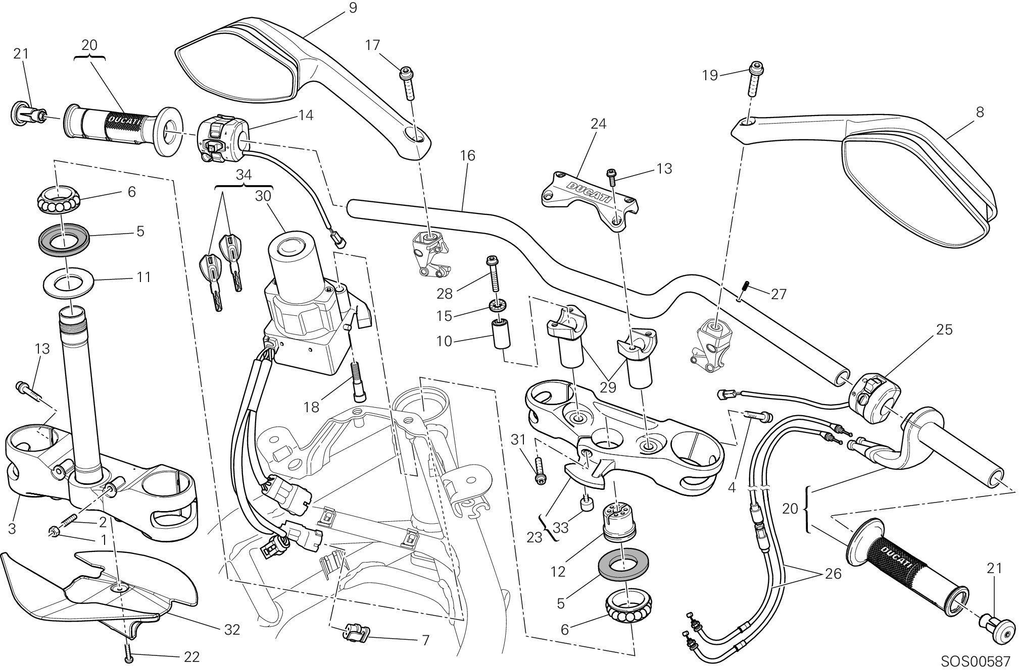 021 GUIDON POUR MULTISTRADA 1200 ABS 2013