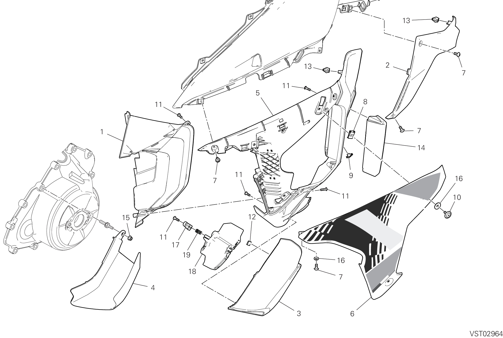 37F PANNEAU LATERAL GAUCHE POUR MULTISTRADA V4 PIKES PEAK 2025