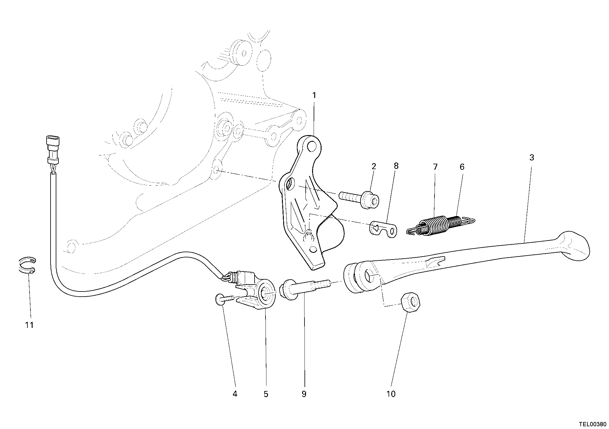 018 BEQUILLE LATERALE POUR MULTISTRADA 620 DARK 2006