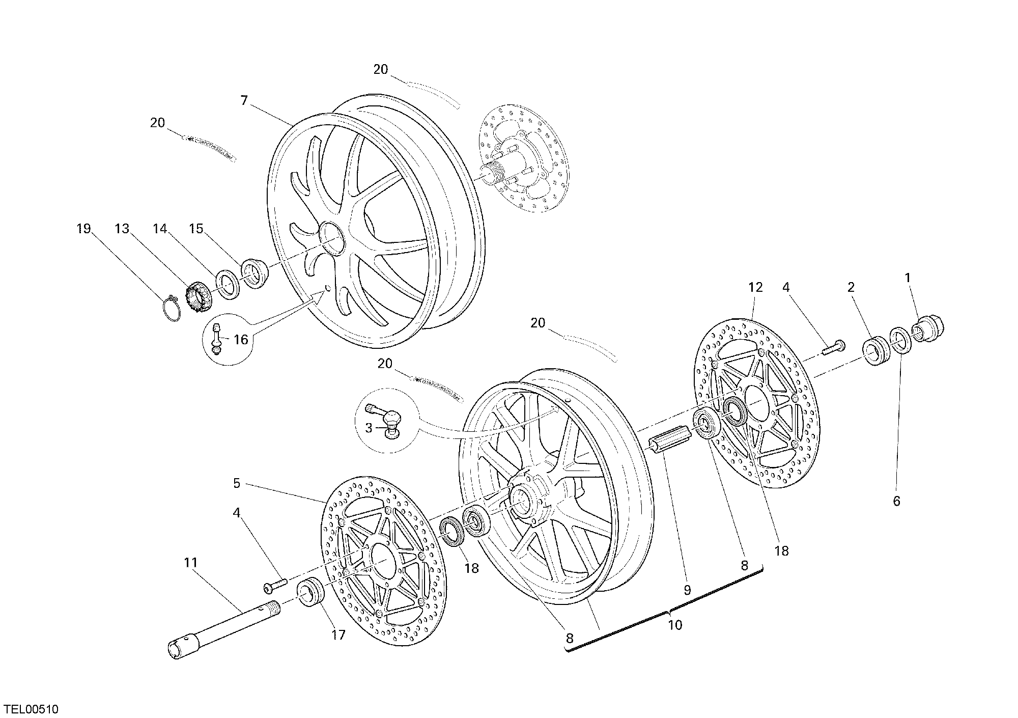 026 ROUES POUR SUPERBIKE 1098 S TRICOLORE 2007